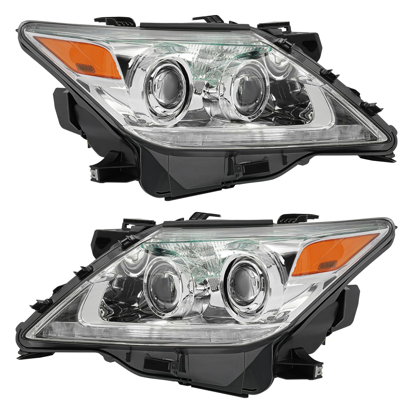 2013-2015 Lexus LX570 Xenon HID Headlights Pair DRL Clear Lens Black Housing