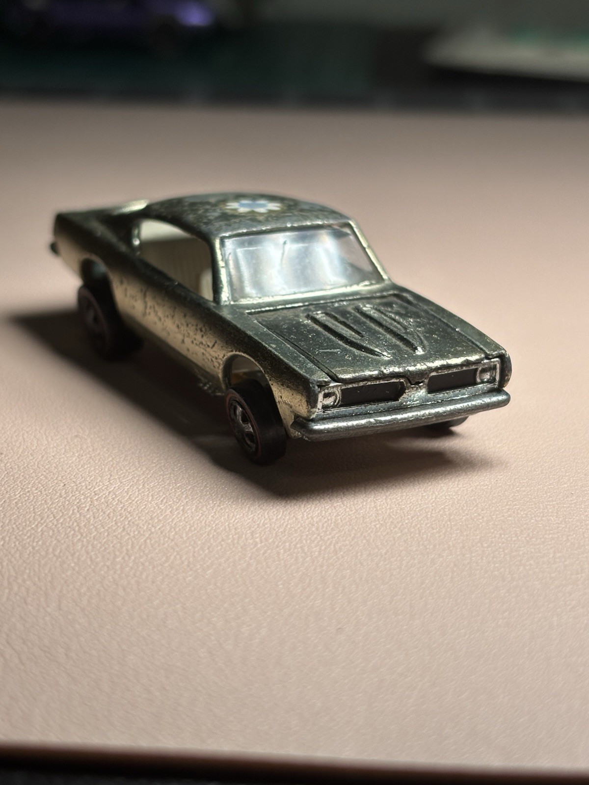 Vintage 1968 Hot Wheels Redline Custom Barracuda US Toned Silver Olive Tone Vintage 1968 Hot Wheels Redline Custom Barracuda US Toned Silver Olive Tone