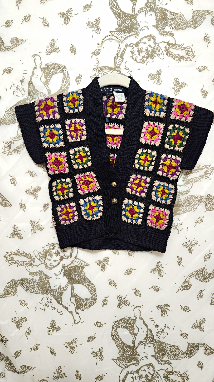RARE Vintage Betsey Johnson Granny Square Crochet Shrug XXS -AS IS RARE Vintage Betsey Johnson Granny Square Crochet Shrug XXS -AS IS