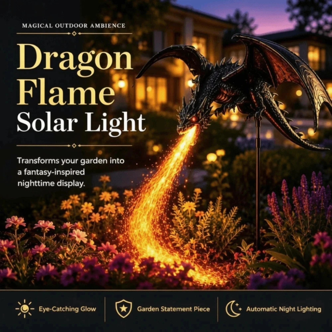 Solar Dragon Fire Garden Light Resin Dragon Outdoor Yard Lawn Halloween Decor
