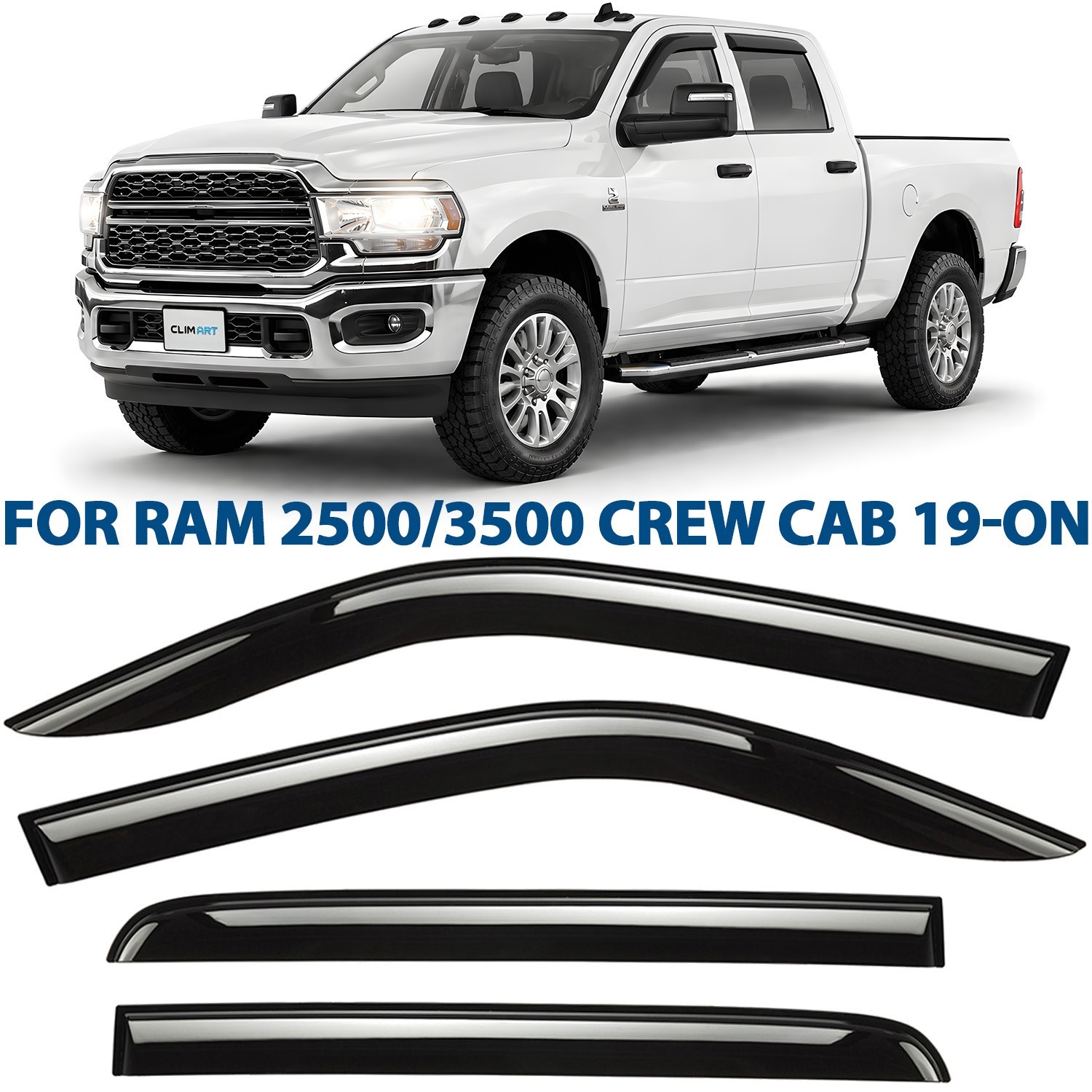 Rain Guards Vent Visors Shade for 2019-2026 Dodge Ram 2500/3500 Crew Cab