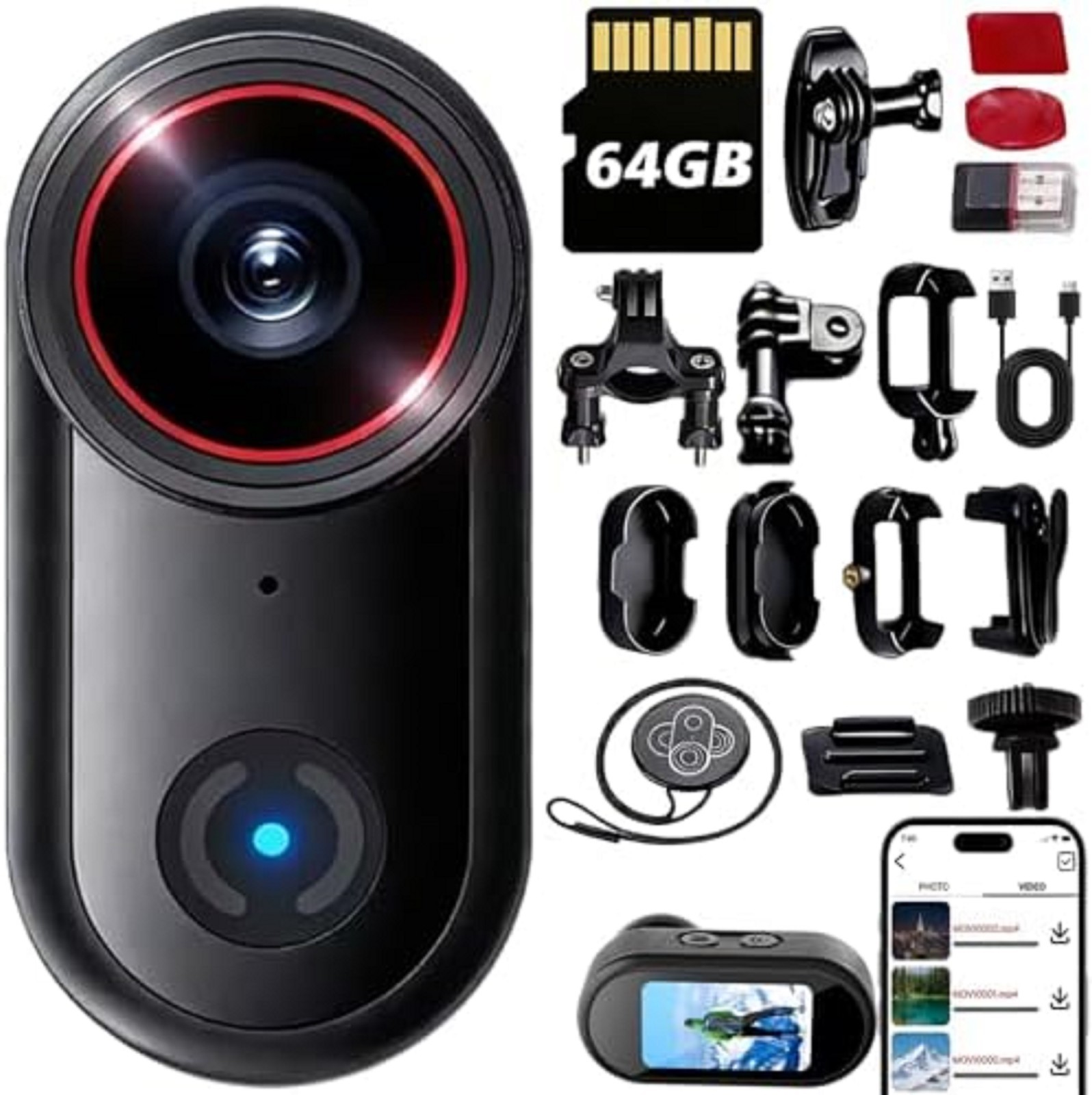 64G Body Camera 4K, Wearable Thumb Action Body Camera Magnetic 64G Body Camera 4K, Wearable Thumb Action Body Camera Magnetic