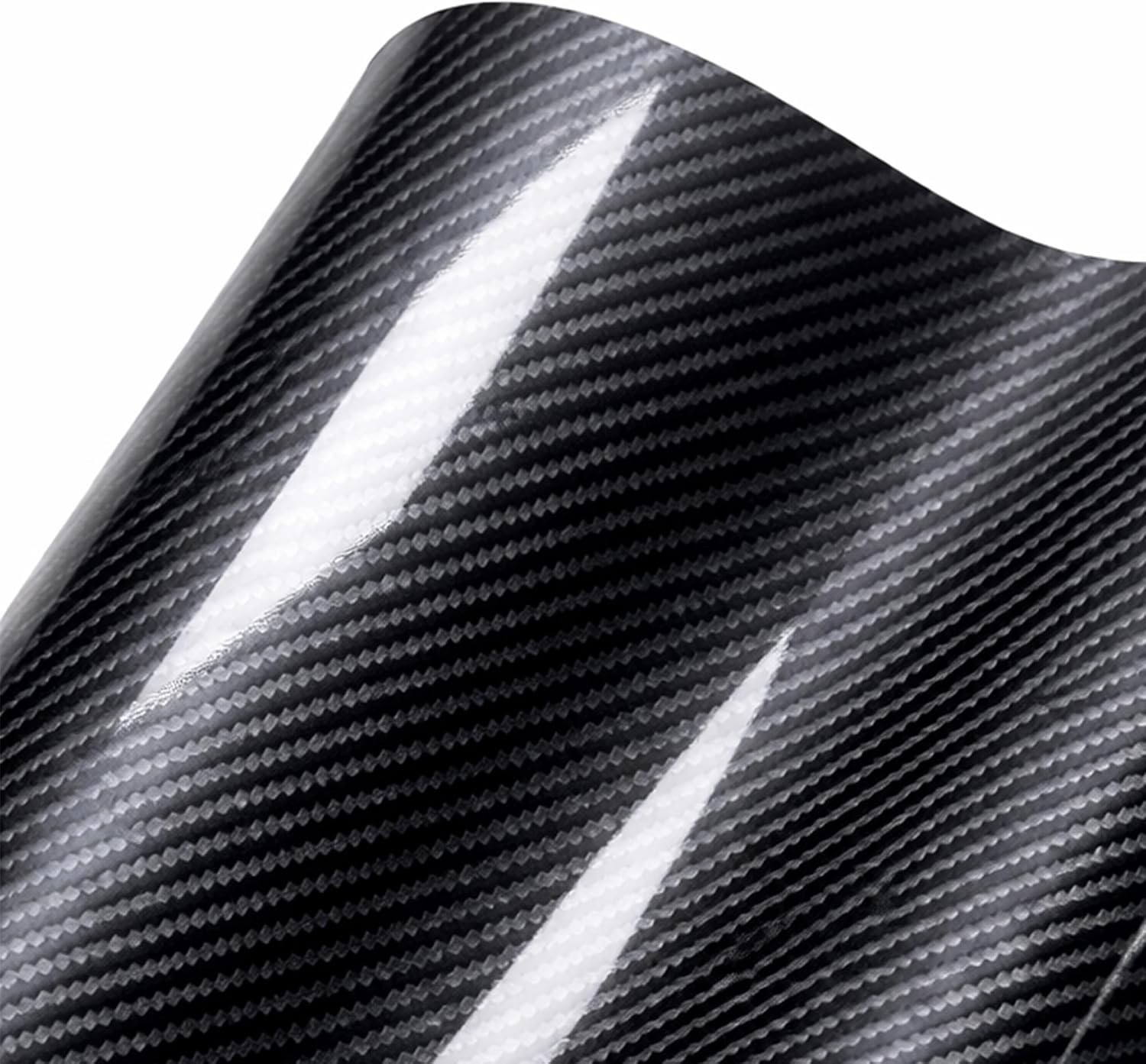 6D Carbon Fiber Vinyl Wrap, 1Ft X 5Ft High Gloss Self-Adhesive Vinyl Film
