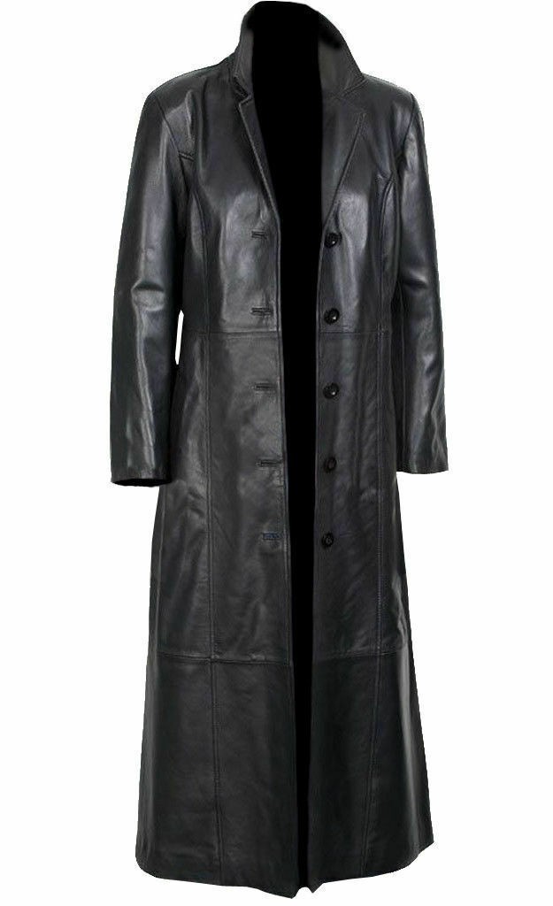 3XL CLEARANCE Black Duster Full Length Trench Long Coat Sheep Leather Over Coat 3XL CLEARANCE Black Duster Full Length Trench Long Coat Sheep Leather Over Coat