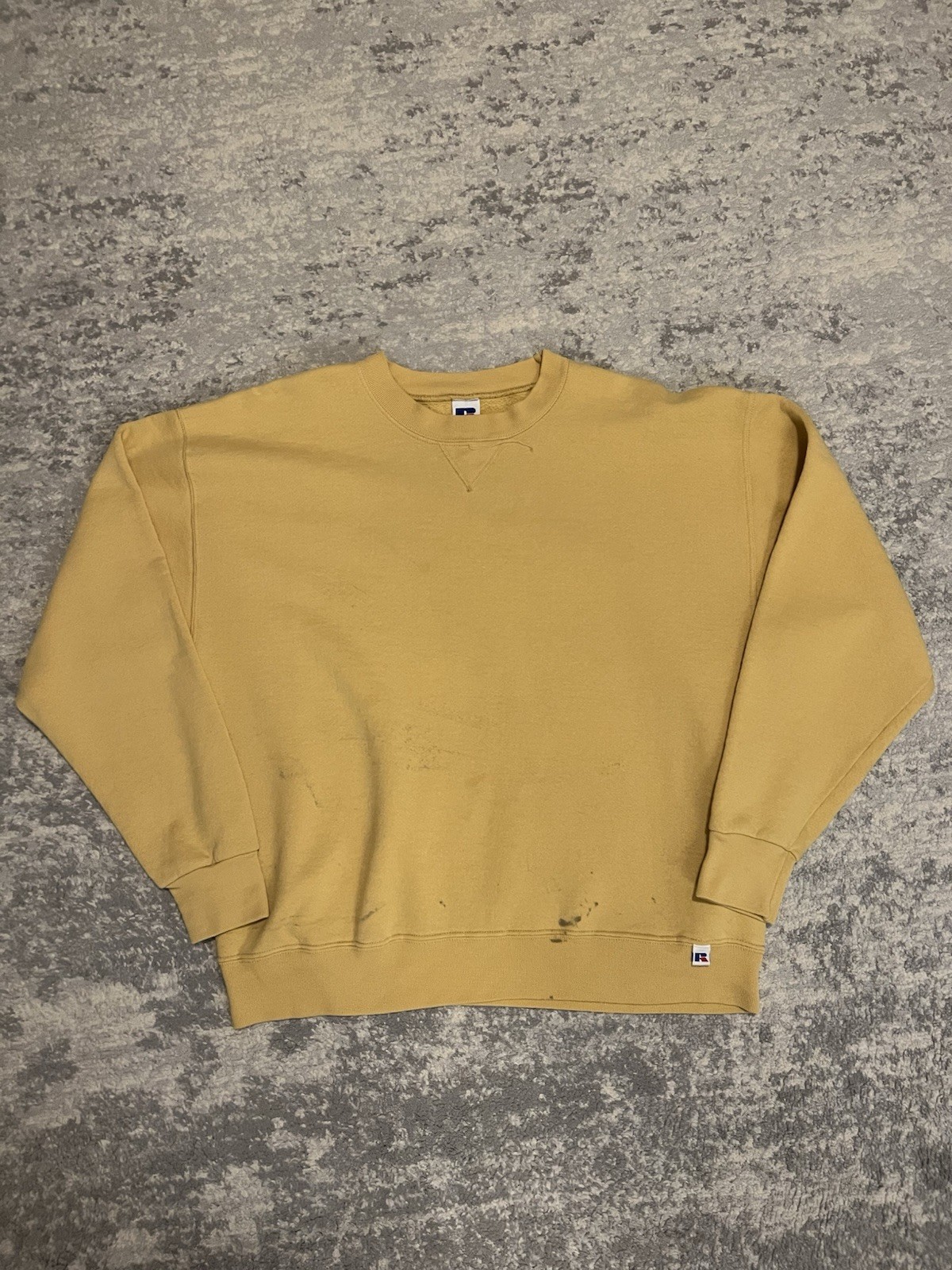 Vintage 90s Russell Athletic Yellow Blank Crewneck Sweatshirt Large Vintage 90s Russell Athletic Yellow Blank Crewneck Sweatshirt Large