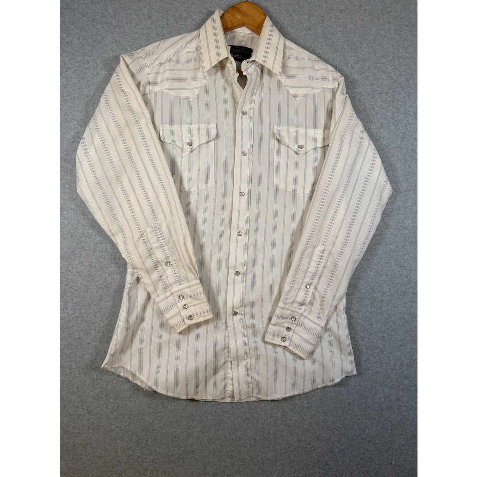 Vintage Panhandle Slim Men\'s M 15.5x34 Pearl Snap Western Striped Shirt 4001