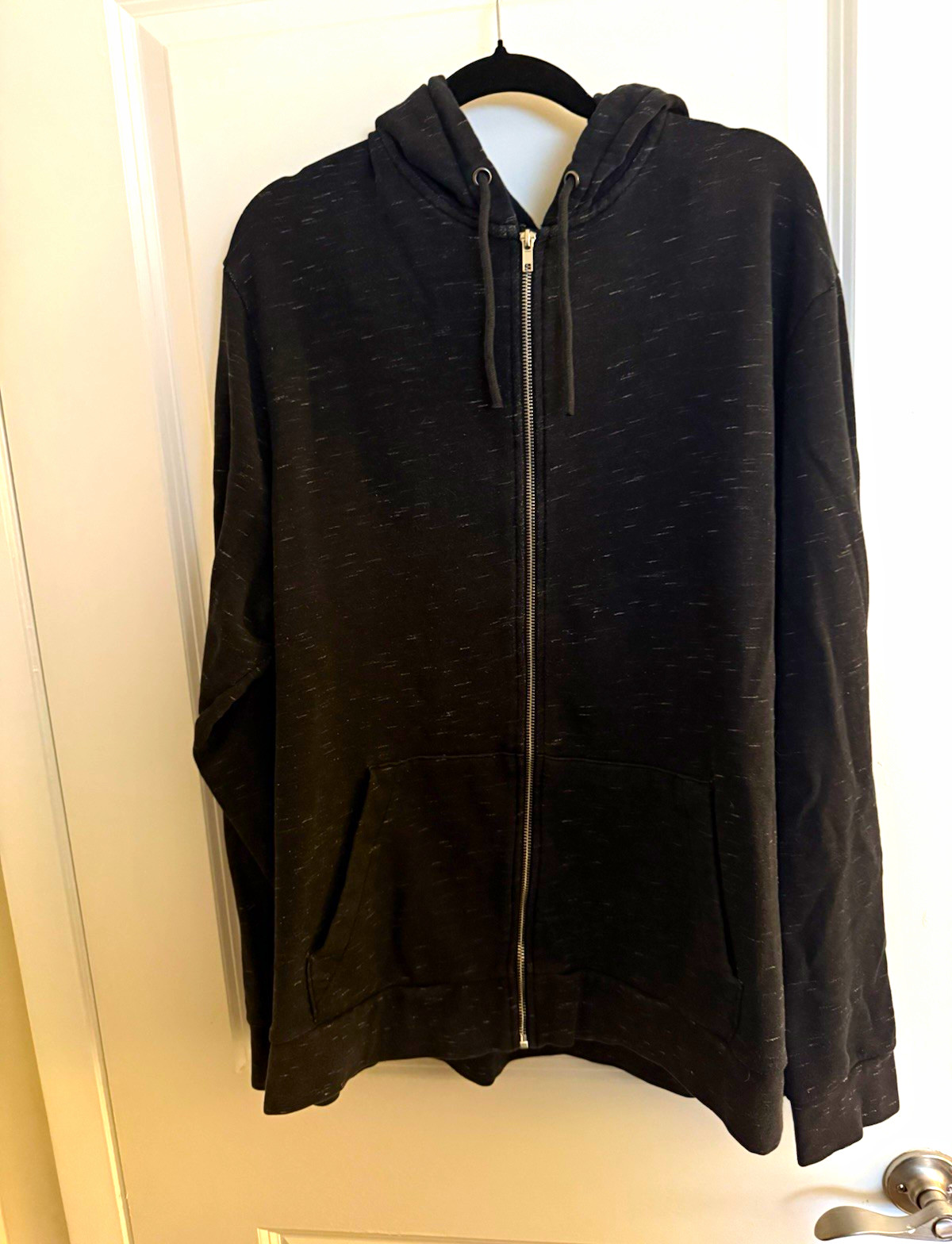 H&M Men\'s Full Zip Hooded Hoodie w/ Pockets Black Regular Fit 2XL