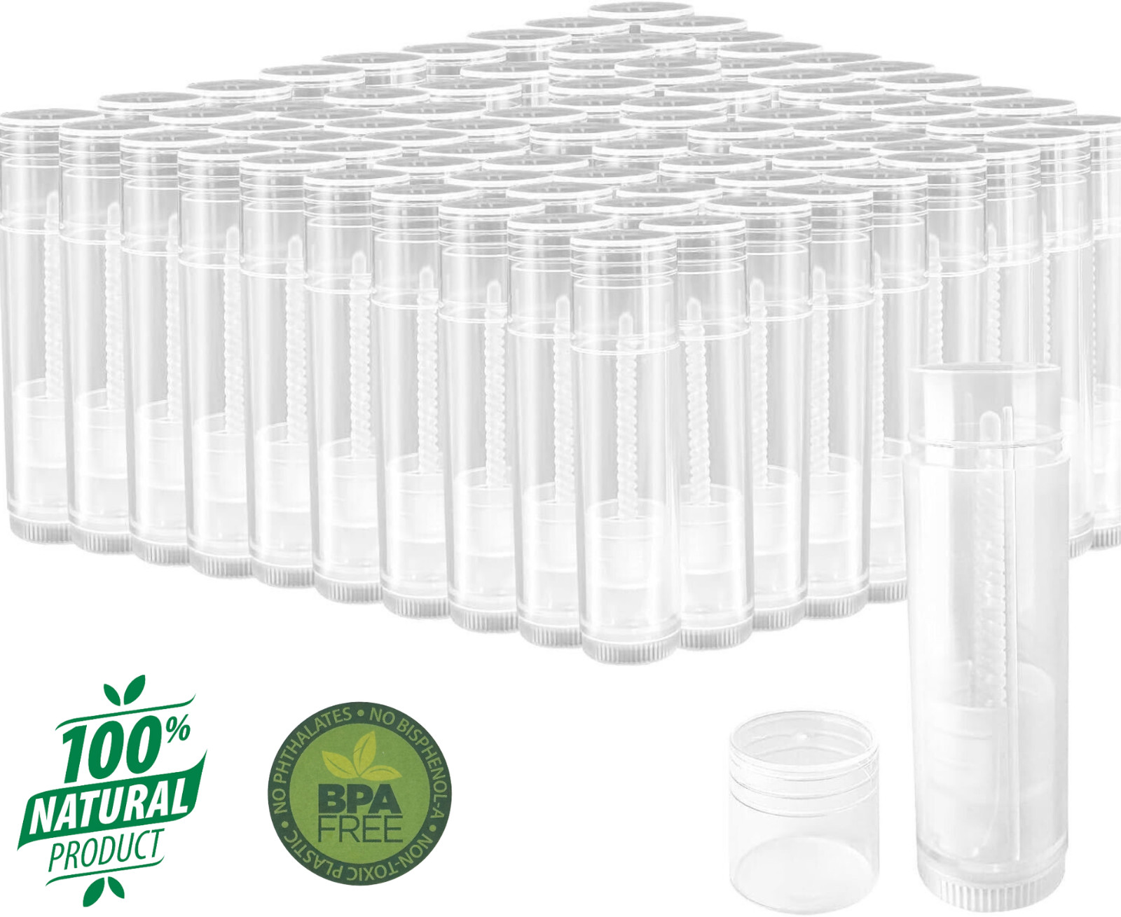 10,000 pcs Bulk  Empty Lip Balm Tubes Round clear 3/16 Oz (5.5 ml) Tubes