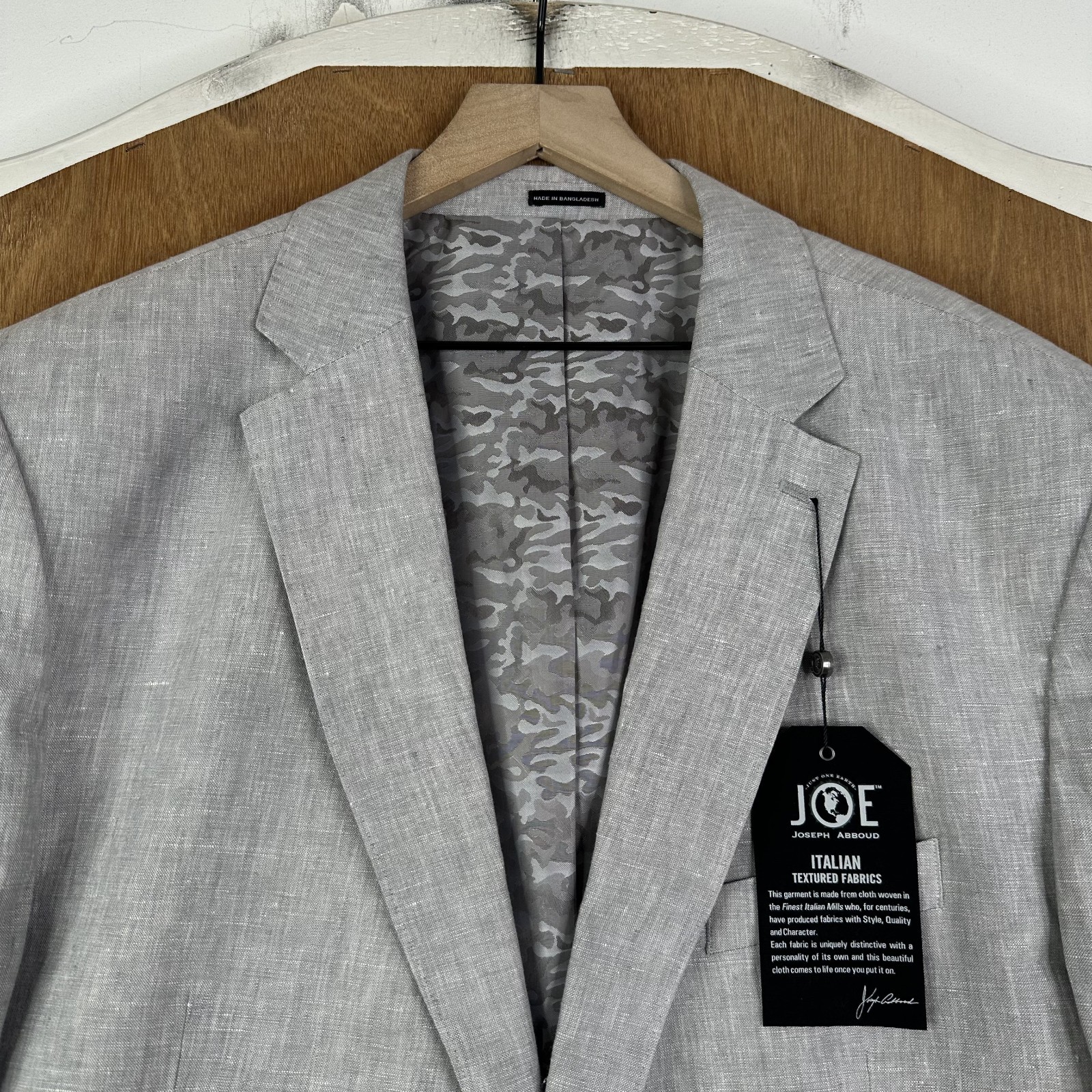 Joseph Abboud Blazer Mens 52L Gray 2 Button 100% Linen Jacket Slim Fit NWT NEW
