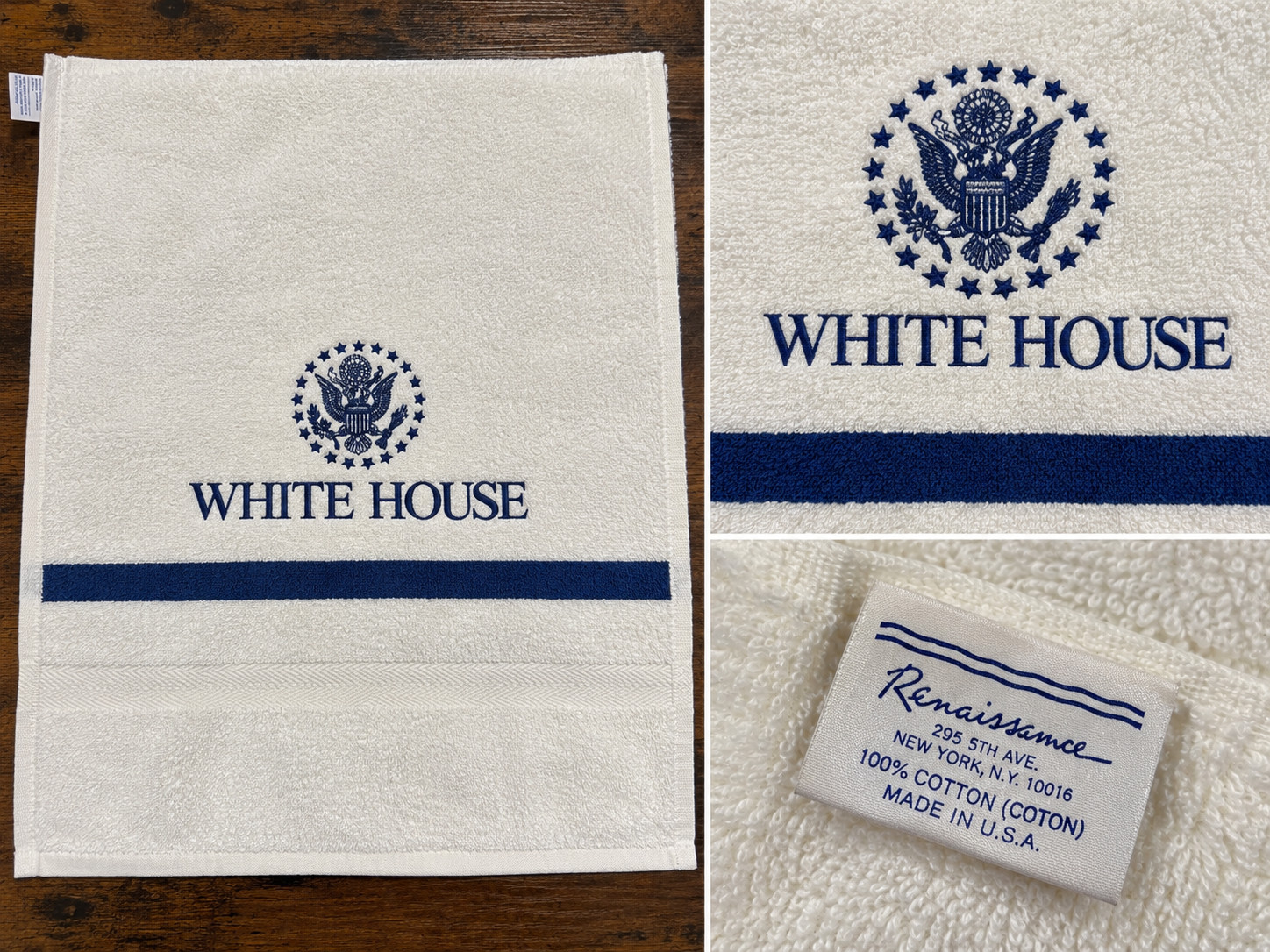 Vintage White House Bath Towel Presidential Seal 1990s Clinton Era Vintage White House Bath Towel Presidential Seal 1990s Clinton Era