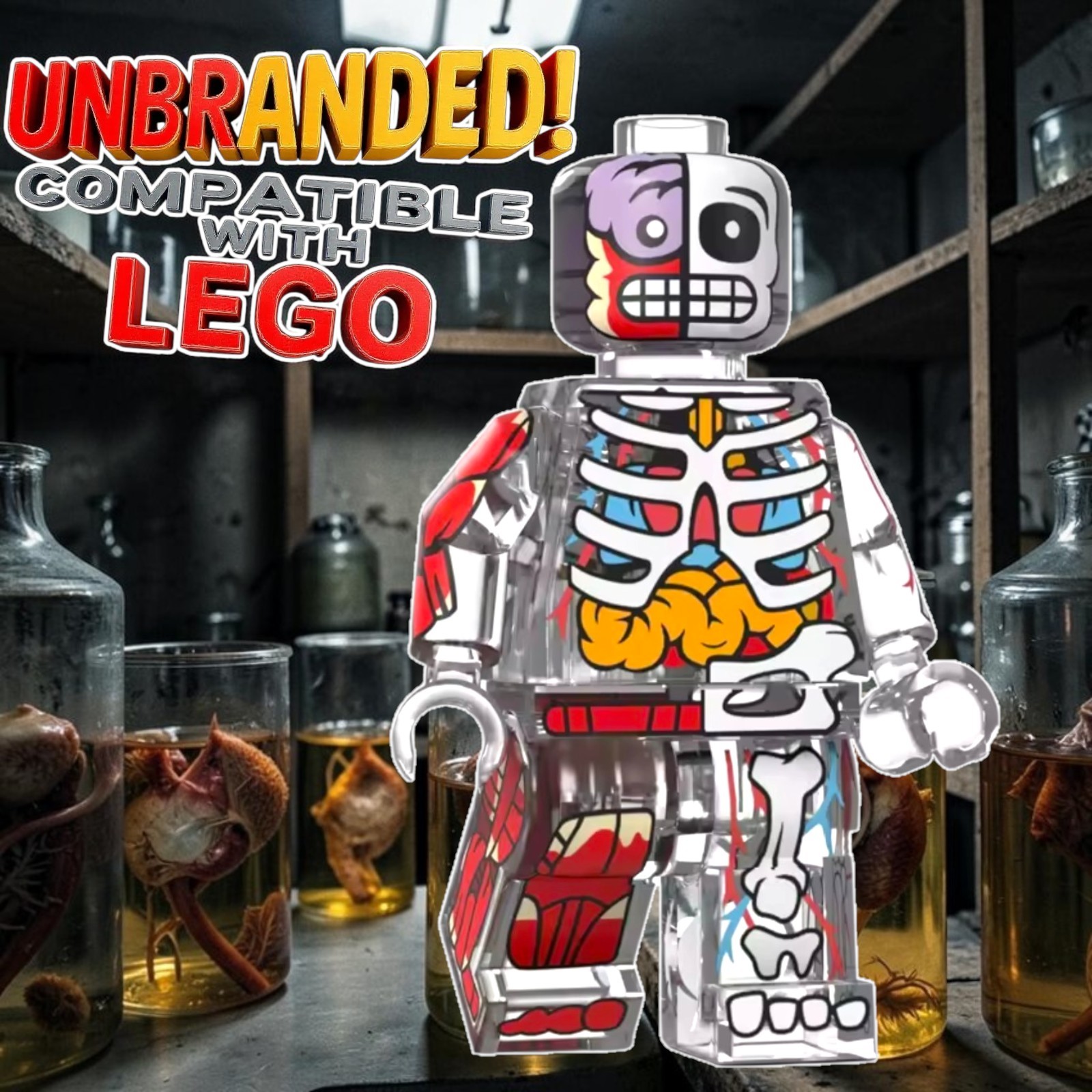 🧠Clear Brick Figure Dissection Corpse Autopsy Minifigures Anatomy Lab Man