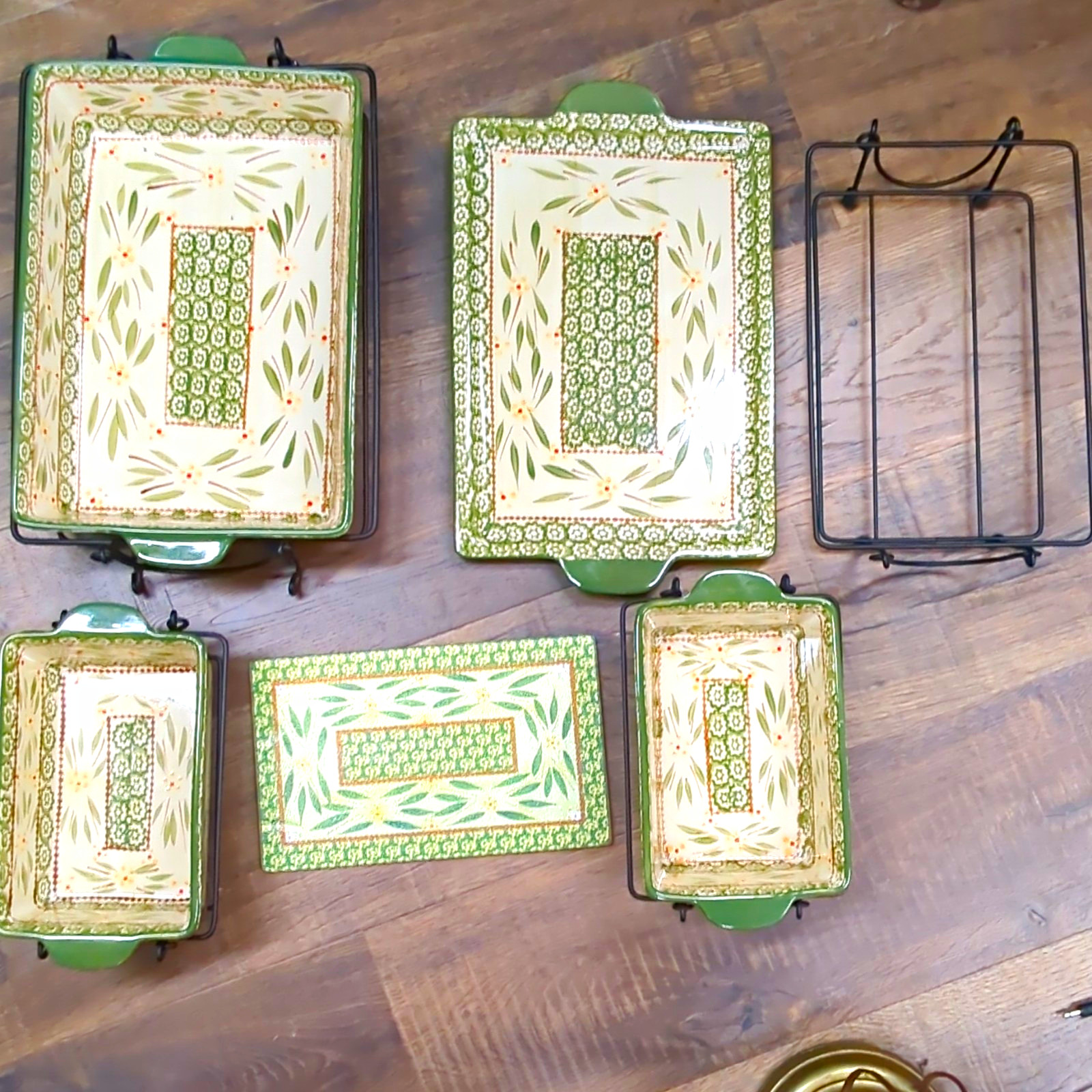 Temp-tations Old World 9pc Ceramic Rectangle 4Qt Baking 2x 5 Dishes Green Temp-tations Old World 9pc Ceramic Rectangle 4Qt Baking 2x 5 Dishes Green