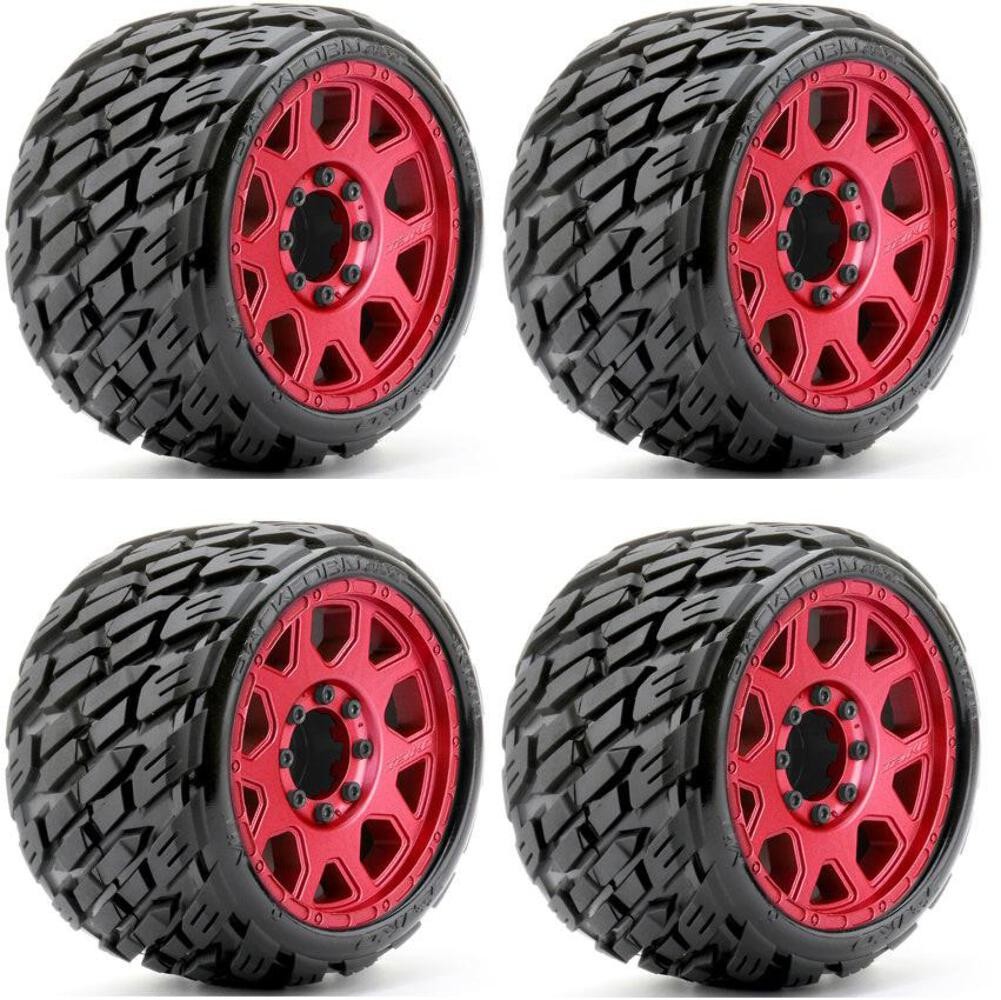 Powerhobby 1/8 SGT 3.8 Rockform Belted Mounted Tires Red (4) Low Profile