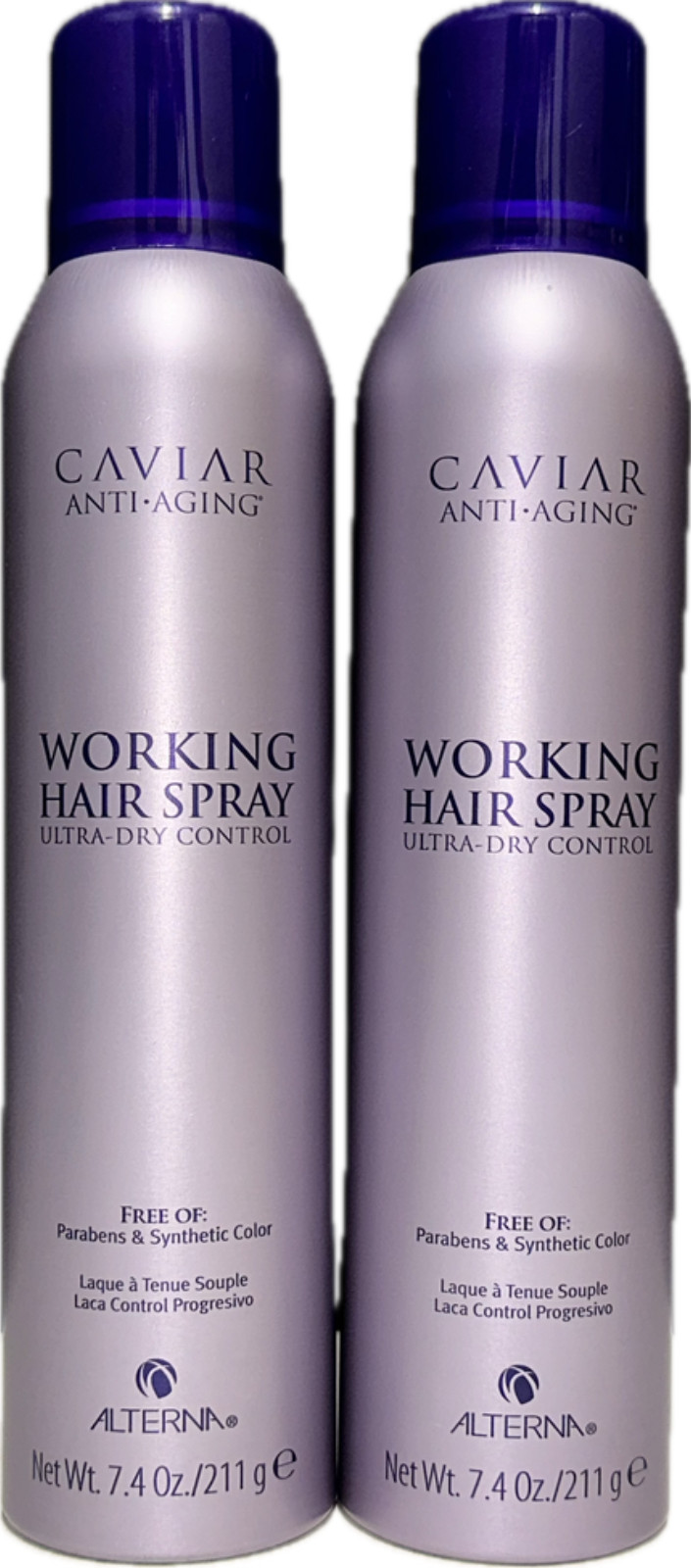 2 / 7.4 oz Alterna caviar anti aging working hairspray ultra dry control