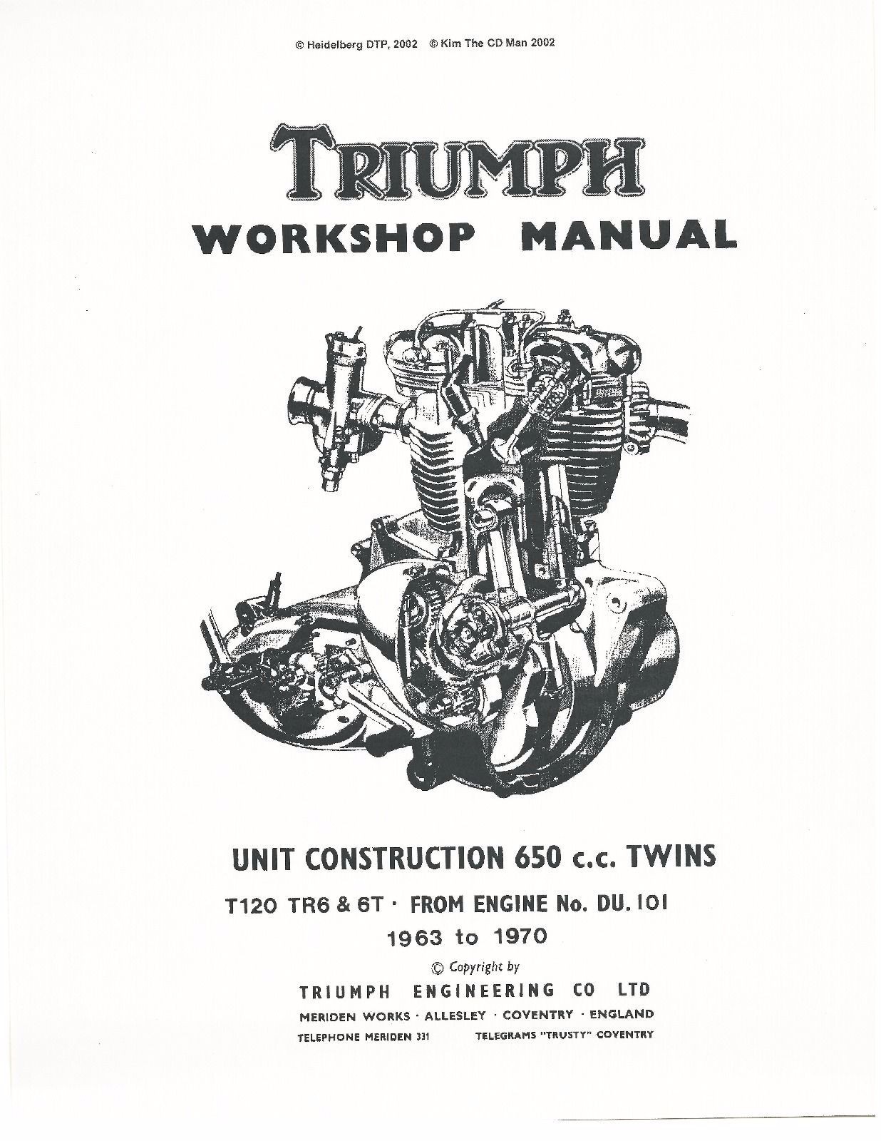 Triumph workshop service manual 1968, 1969 & 1970 BONNEVILLE T120 