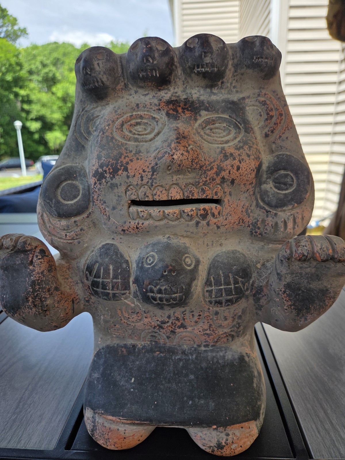 Vintage Pre Columbian Style Pottery Figure Folk Art Statue Effigy Bank 13.5