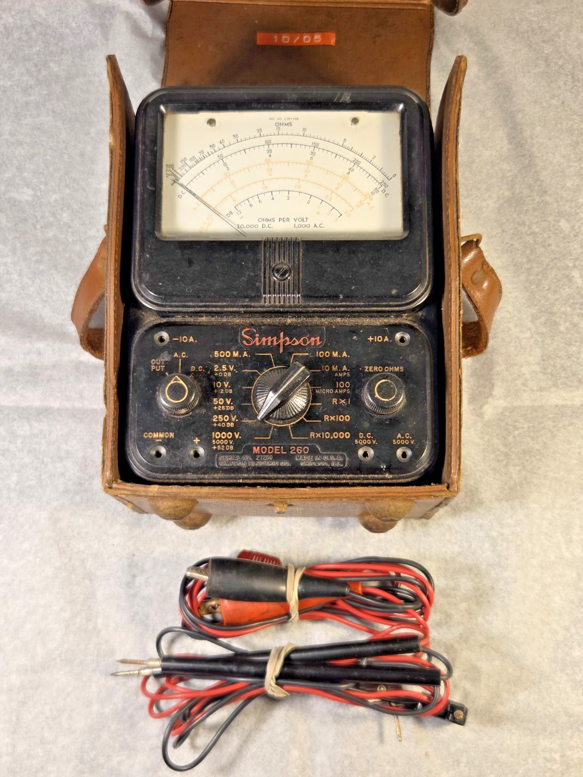 Vintage Pre-War Simpson 260 Series 1 Multimeter Low Serial 27250 Case Tested Vintage Pre-War Simpson 260 Series 1 Multimeter Low Serial 27250 Case Tested