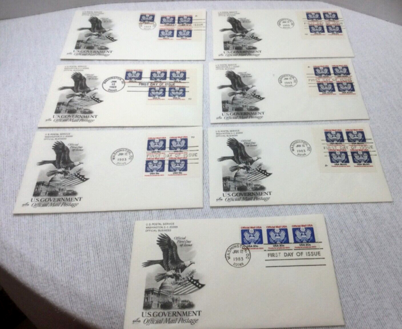U.S. Official Postal Mail Stamps 1st Day Covers Block Of 4  #0127-0133 and #0135