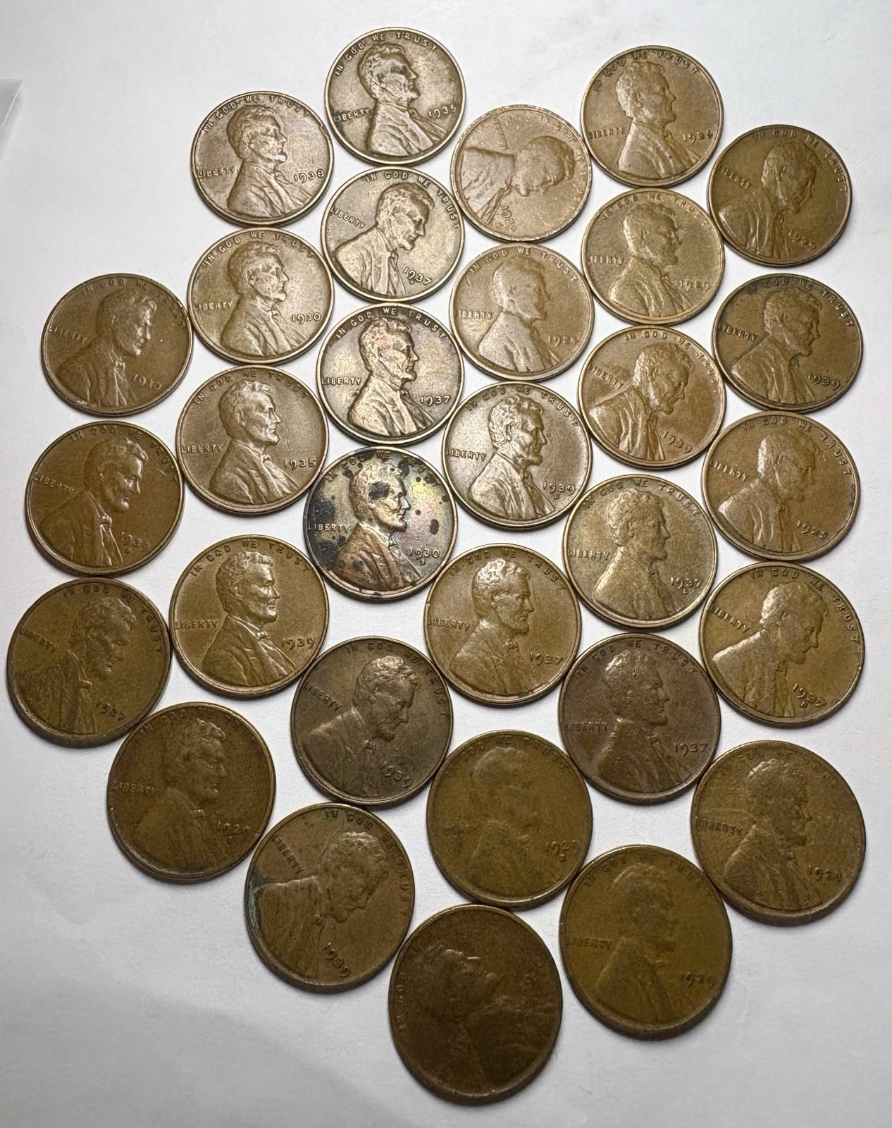 Lincoln Wheat Small Cent Lot 1920-1939 S & D Mint Marks & No Mint Marks. Lincoln Wheat Small Cent Lot 1920-1939 S & D Mint Marks & No Mint Marks.