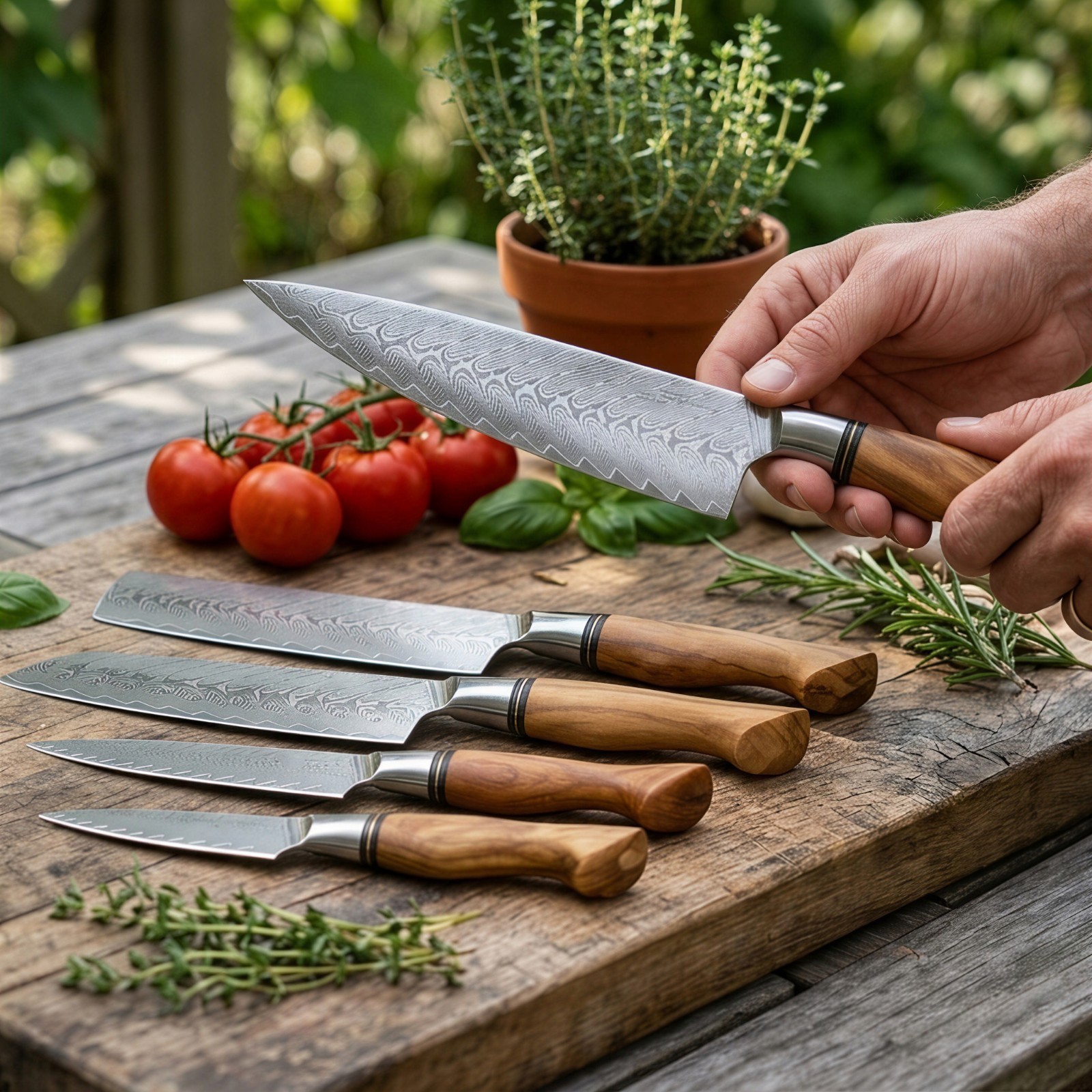 Handmade HAND FORGED DAMASCUS STEEL CHEF KNIFE Set Kitchen Knives