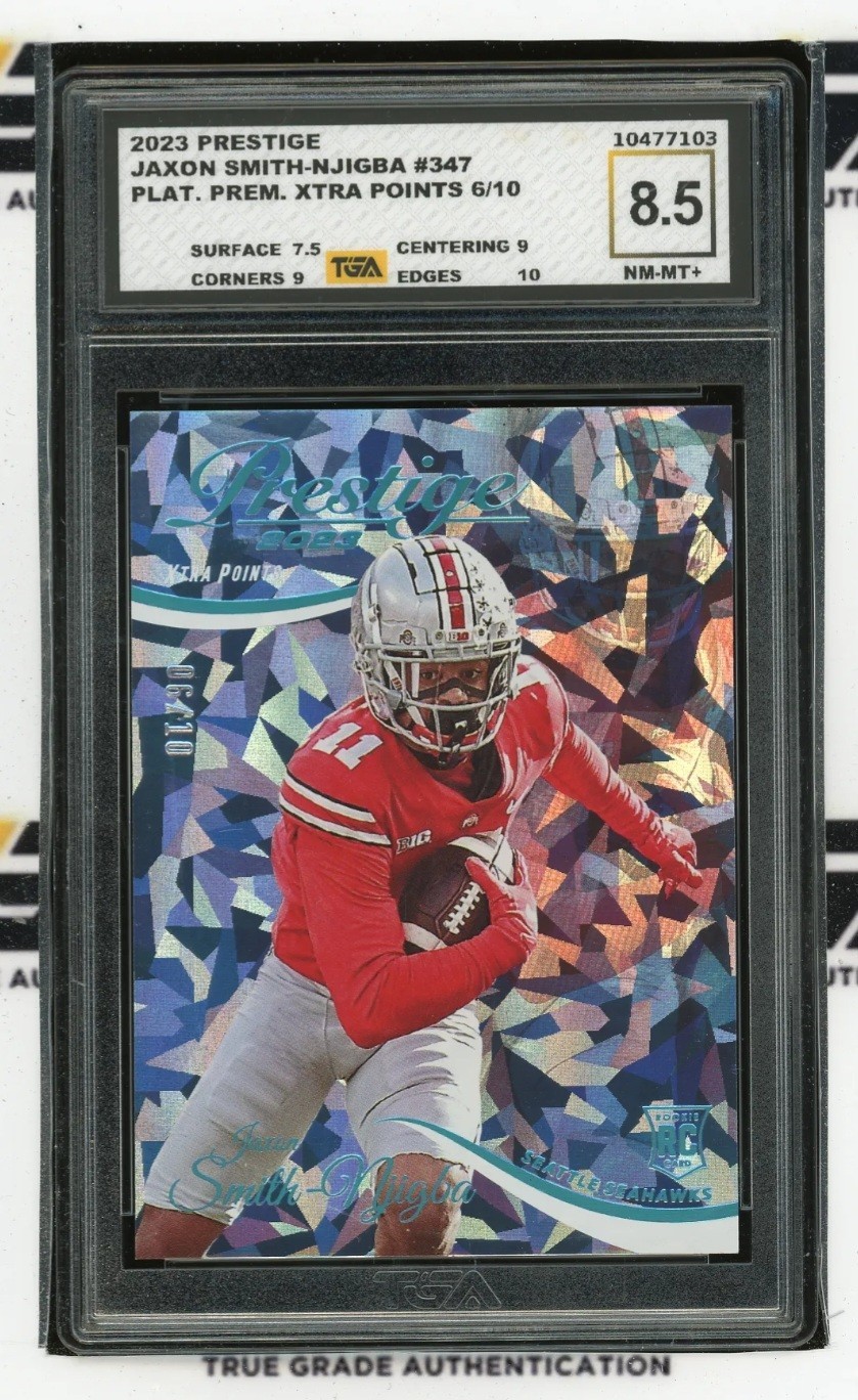 2023 Panini Prestige Rookie Jaxon Smith-Njigba #347 Plat. Prem. 6/10 TGA 8.5