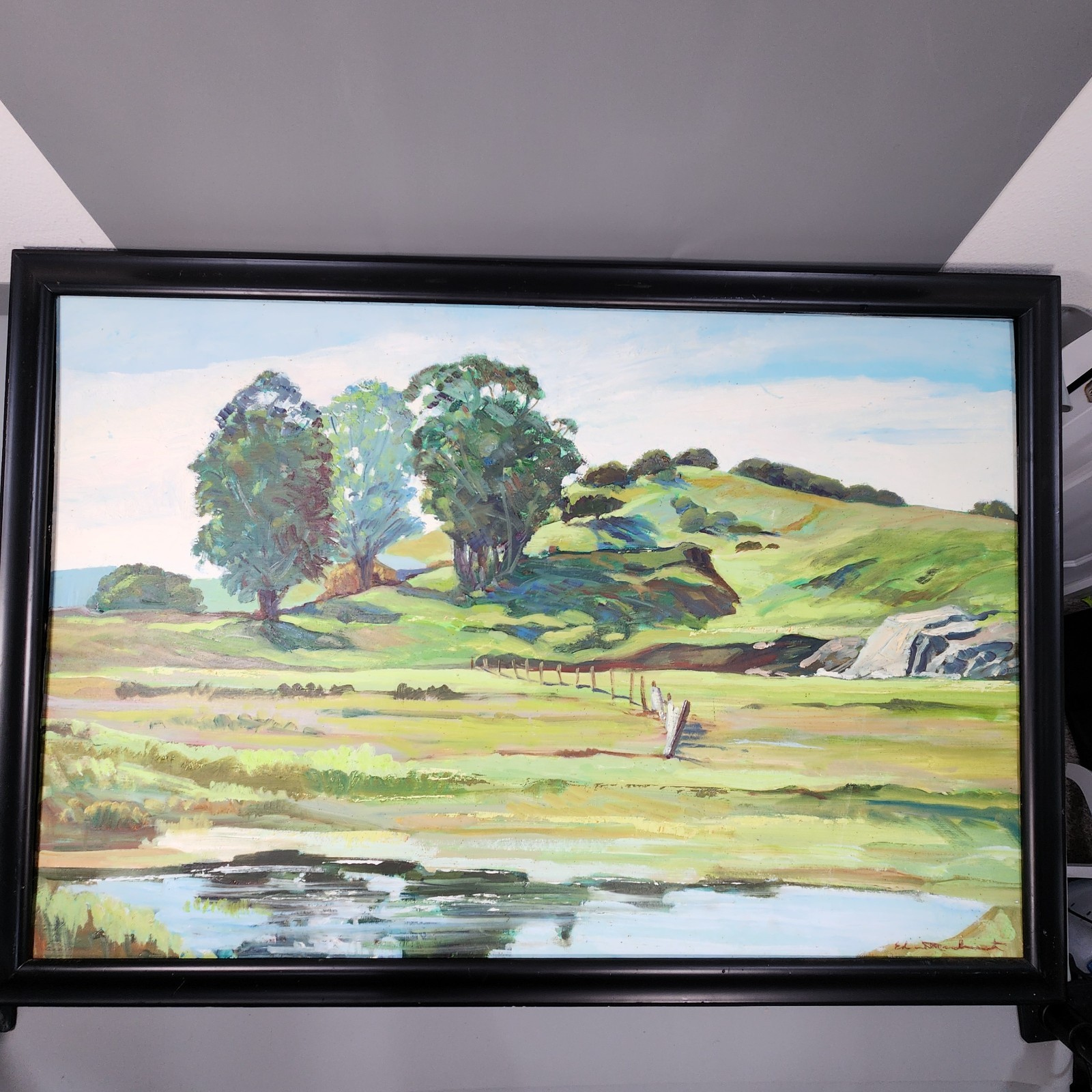 Vtg 1989 Edmond Mauberret Original Oil Painting Smith Ranch San Rafael Marin CA