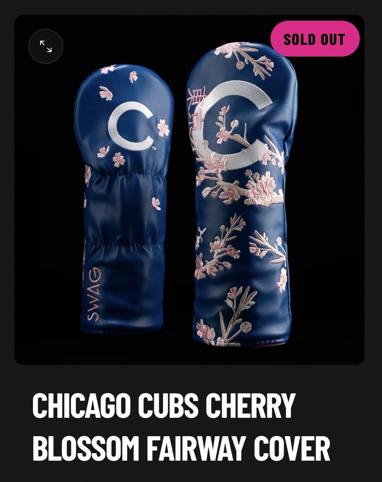 SWAG GOLF CHICAGO CUBS CHERRY BLOSSOM FAIRWAY COVER SWAG GOLF CHICAGO CUBS CHERRY BLOSSOM FAIRWAY COVER
