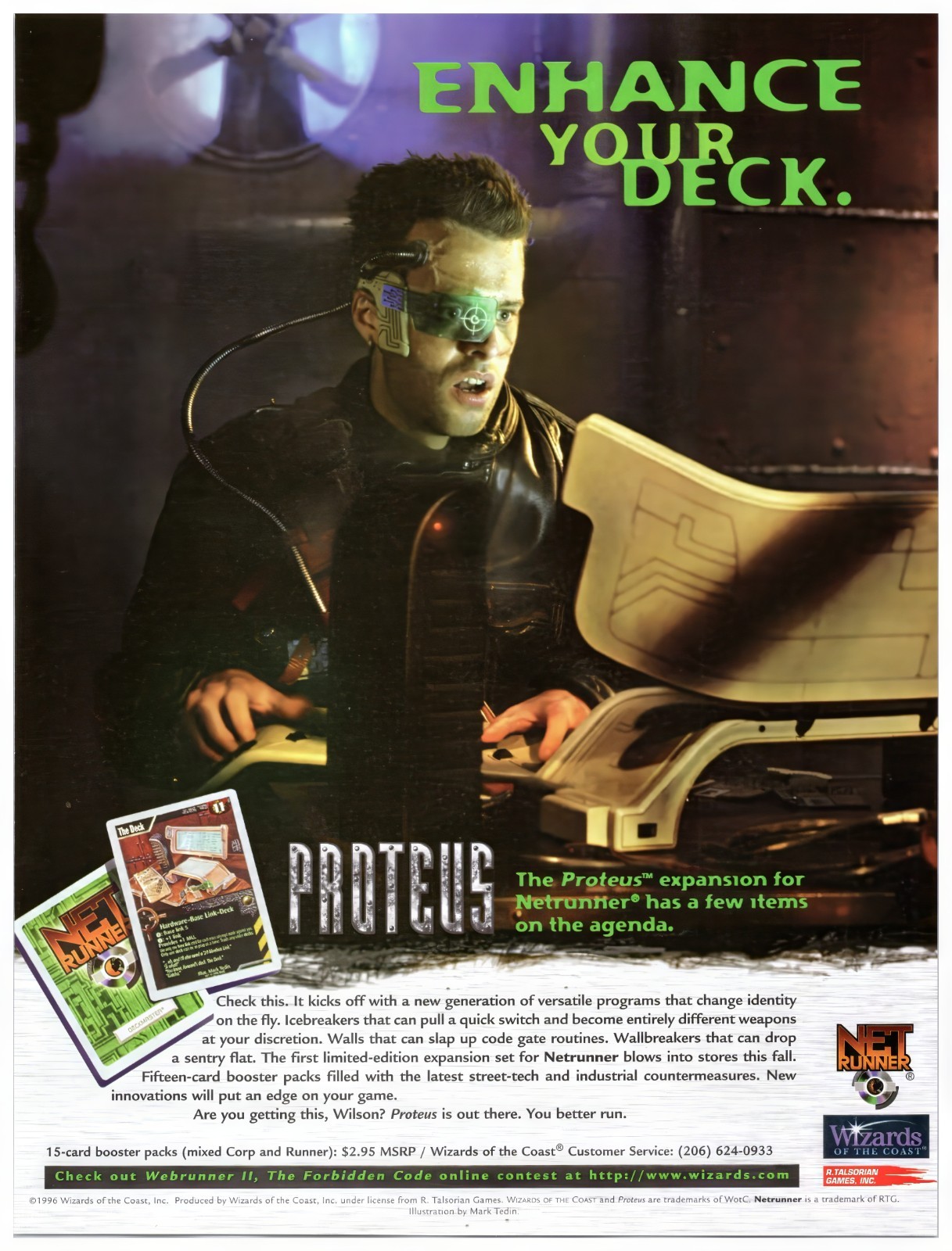 Netrunner Card Game CCG TCG Proteus - Vintage Original Print Ad - Promo Art 1996