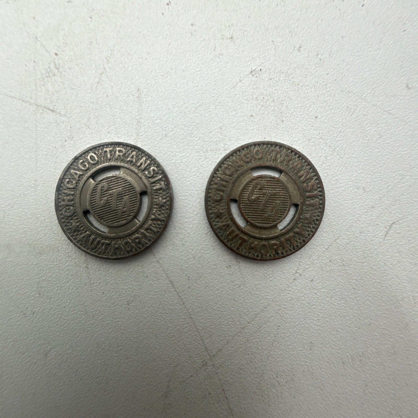 VINTAGE CHICAGO TRANSIT AUTHORITY CTA TOKENS - LOT OF 2