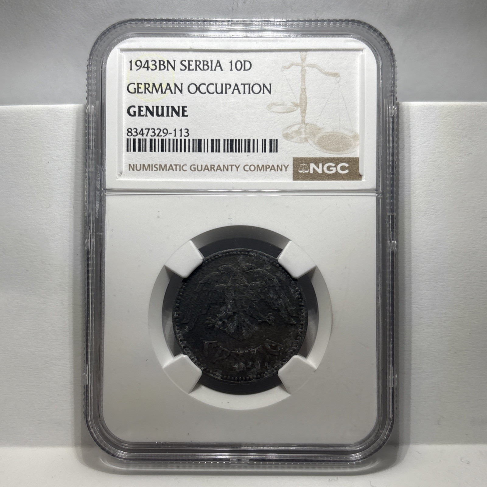 1943BN Serbia 10D German Occupation  NGC Genuine