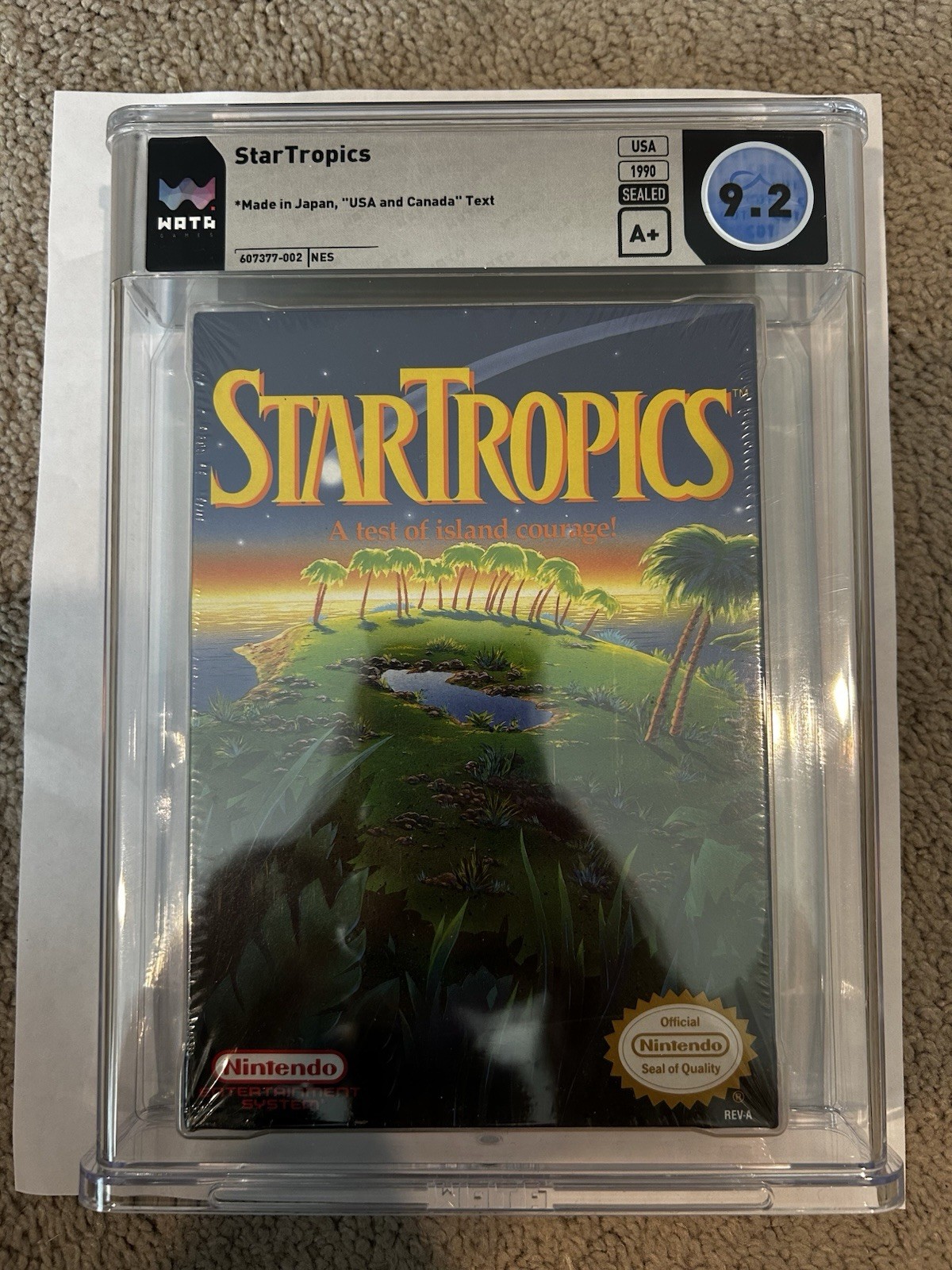 Star Tropics NES Wata PSA 9.2 Sealed A+ Seal New Star Tropics NES Wata PSA 9.2 Sealed A+ Seal New