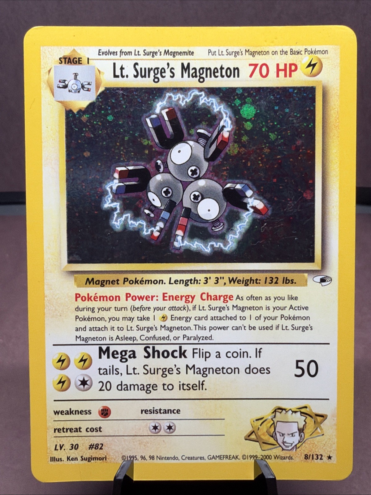 Pokemon TCG Lt. Surge\'s Magneton 8/132 Gym Heroes Holo Rare VTG WOTC MP Pokemon TCG Lt. Surge\'s Magneton 8/132 Gym Heroes Holo Rare VTG WOTC MP