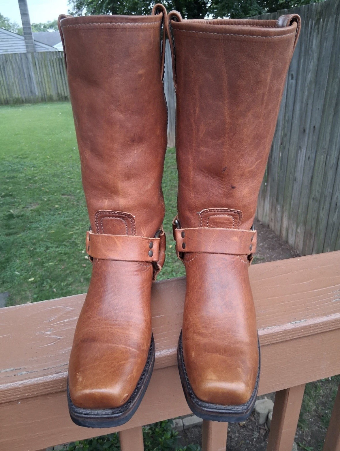 WOMENS VINTAGE FRYE 700 O RING  COGNAC LEATHER SQUARE TOE 12\