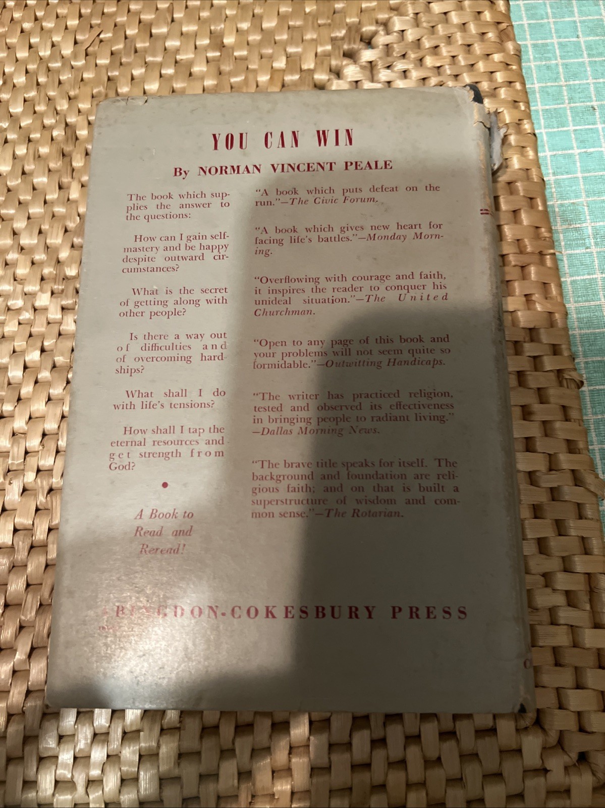 You Can Win  by Norman Vincent Peale Abingdon Cokesbury Press
