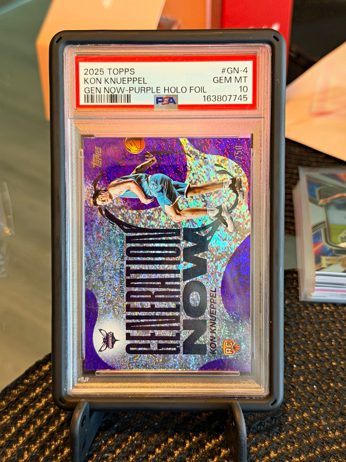 Topps 2025-26 Purple Holofoil PSA 10 Rookie Kon Knueppel Hornets GN-4 /250 Topps 2025-26 Purple Holofoil PSA 10 Rookie Kon Knueppel Hornets GN-4 /250