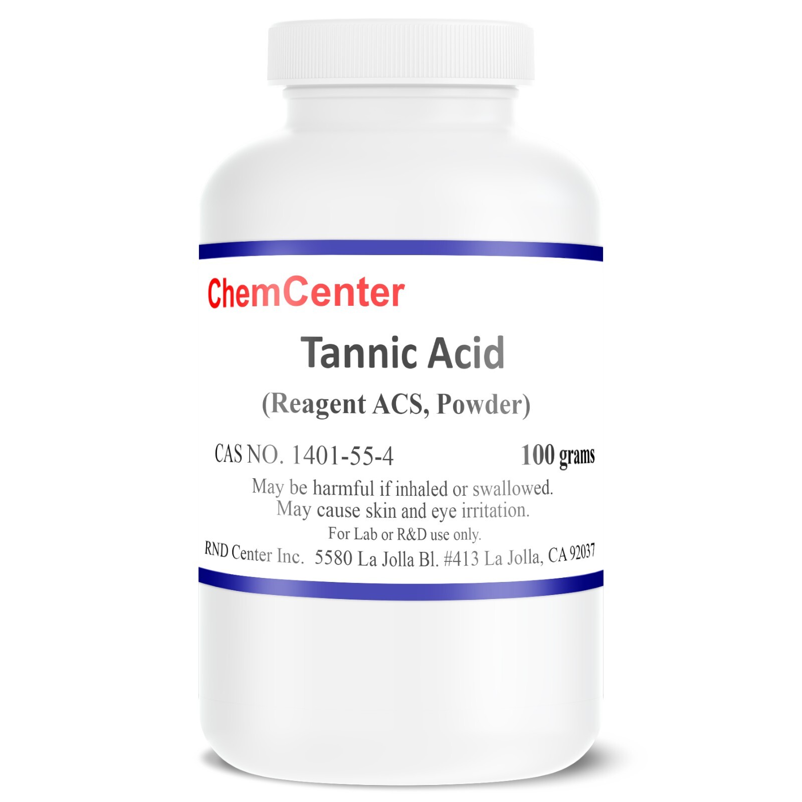 Tannic Acid, Reagent ACS, High Purity, 97% min., 100 grams Tannic Acid, Reagent ACS, High Purity, 97% min., 100 grams