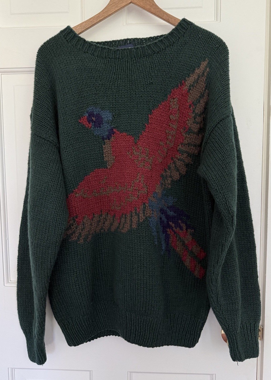 RARE Vintage Gap Hand Knit Shetland Wool Pheasant Graphic Sweater Men\'s L RARE Vintage Gap Hand Knit Shetland Wool Pheasant Graphic Sweater Men\'s L