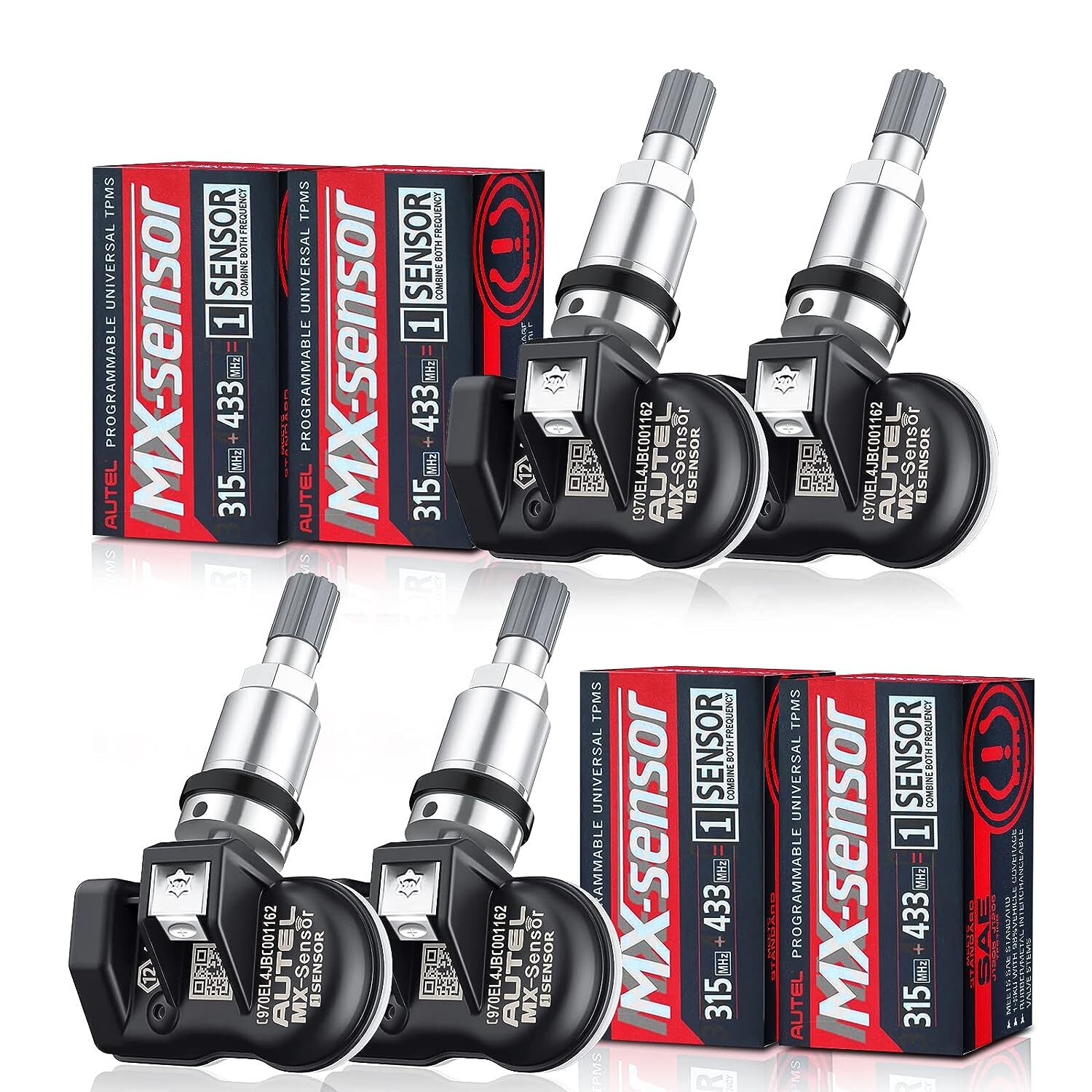 4PACK Au/ tel TPMS MX-Sensor 315MHz&433MHz 2in1 Auto Tire Pressure Sensor Metal.