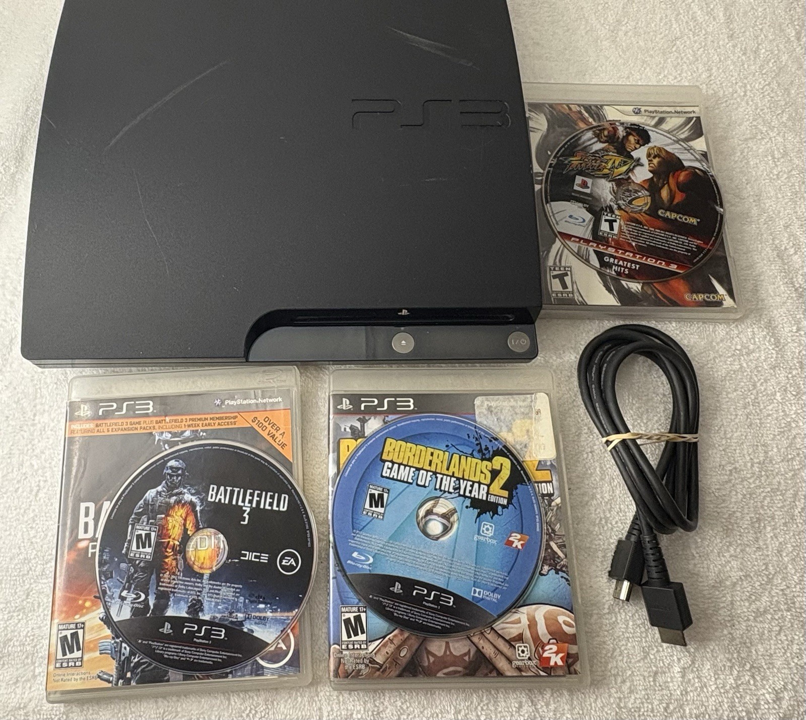 Sony PlayStation 3 Slim PS3 (CECH-2001A) Console Bundle System Lot W GMS- Tested