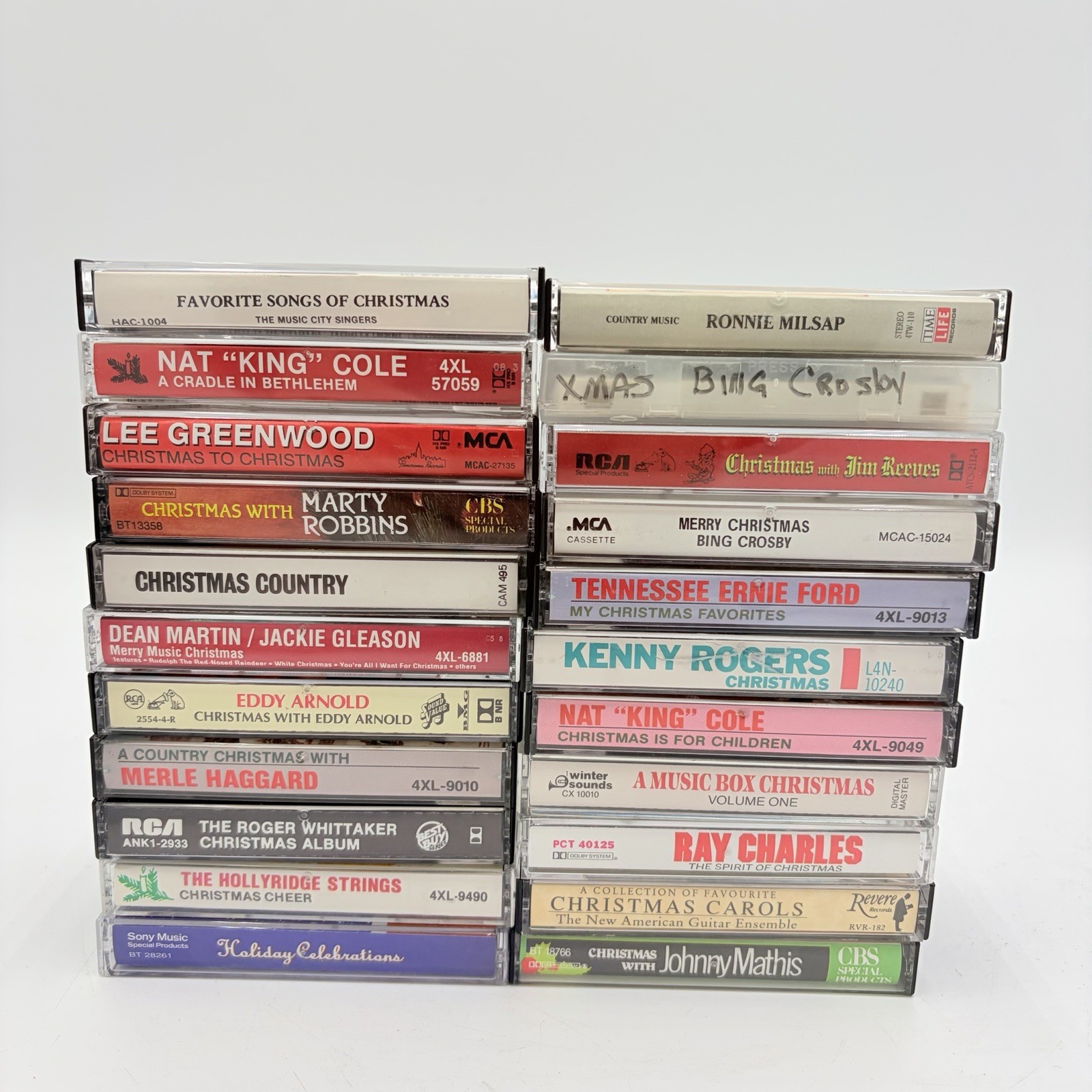 22 Vintage Christmas Cassette Tape Lot Country Holiday Bing Crosby Cole