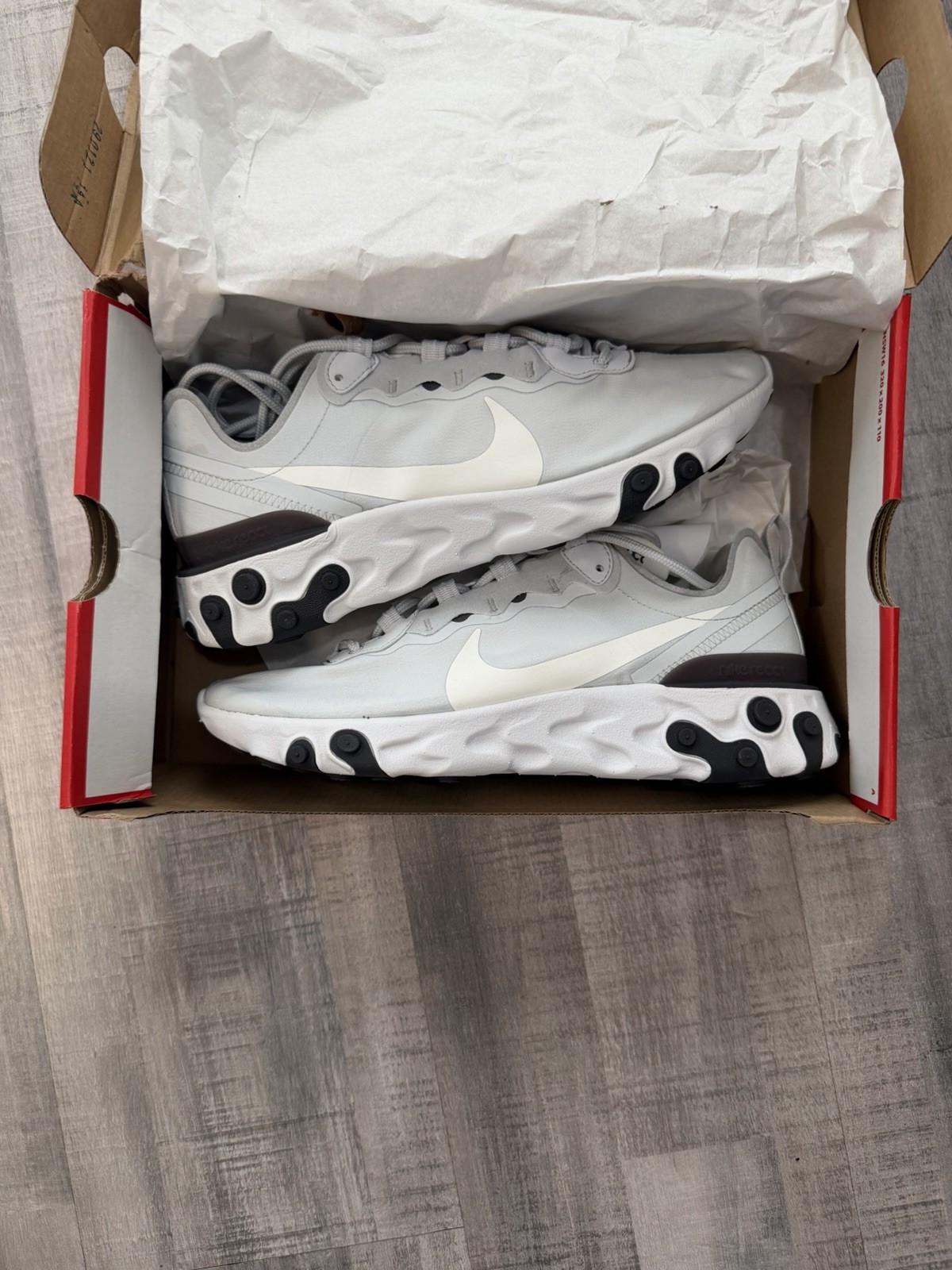 Nike React Element 55 Mens 8 Womens 9.5 Pure Platinum BQ6166-011 New Box