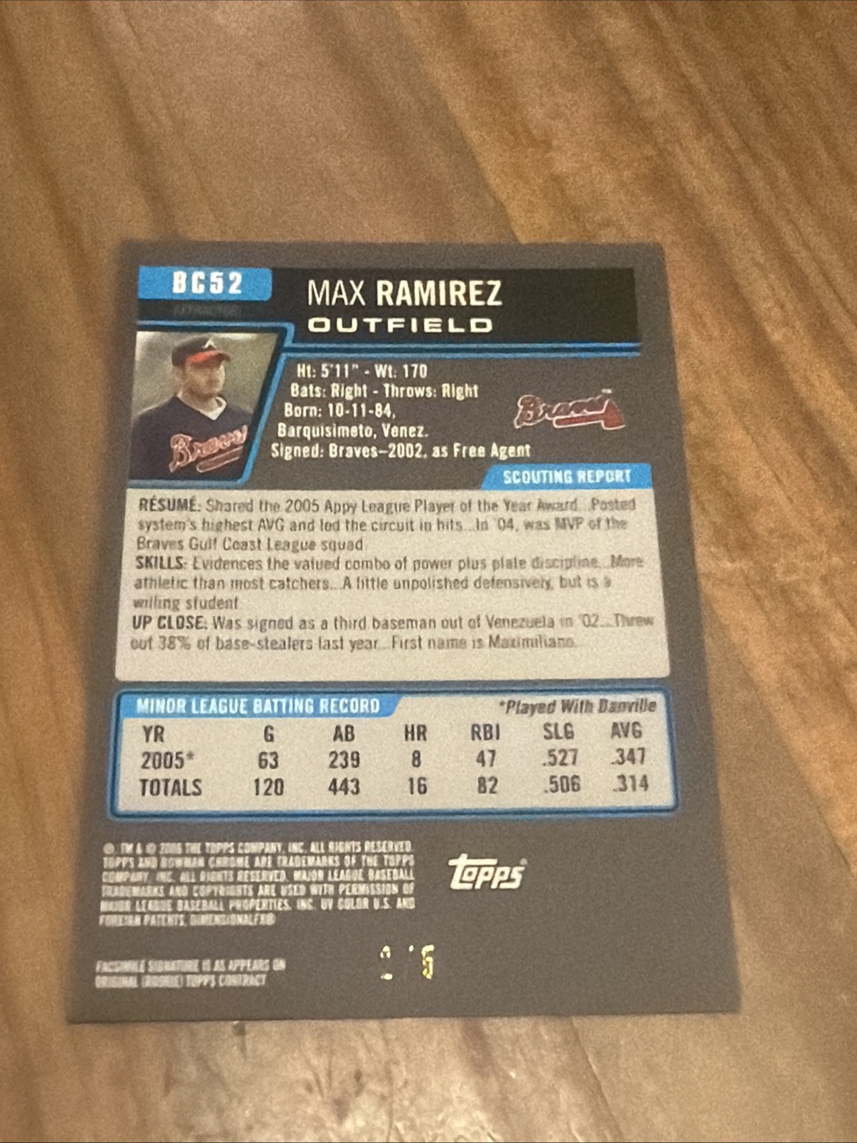 2006 BOWMAN PROSPECTS CHROME MAX RAMIREZ #BC52 Red Refractor /5