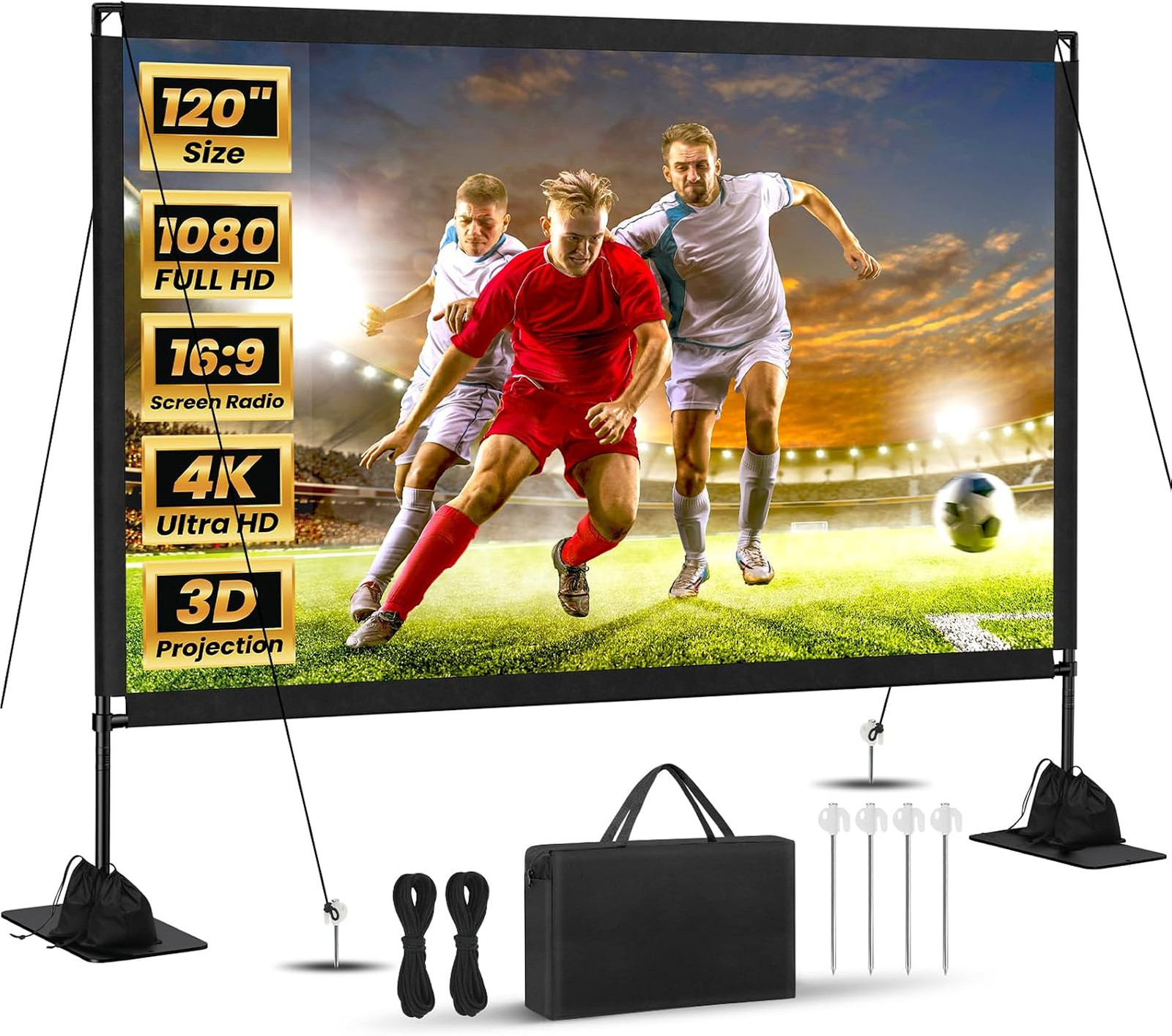 120inch Projector Screen with Stand: Portable Projector Screen Outdoor Indoor 120inch Projector Screen with Stand: Portable Projector Screen Outdoor Indoor