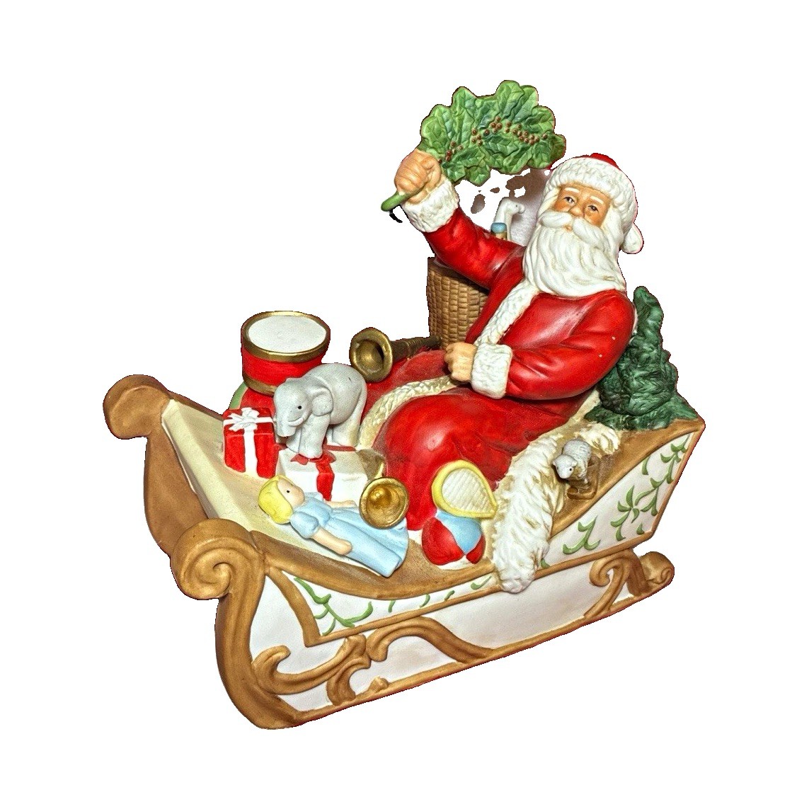 Vintage Schmid Santa and Sleigh Music Box Figurine Gordon Fraser Christmas 1987 Vintage Schmid Santa and Sleigh Music Box Figurine Gordon Fraser Christmas 1987