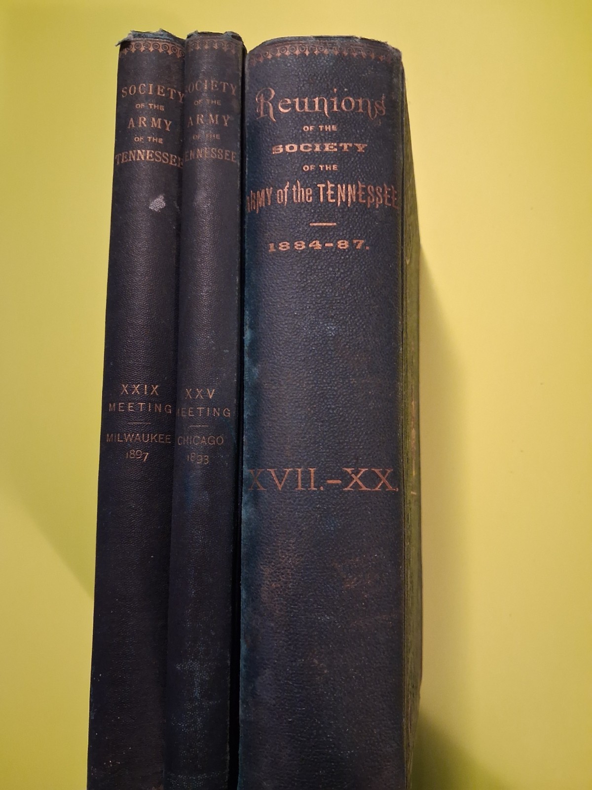 Army of the Tennessee Reunion Books 1884-1887, 1893 , 1897 3 book set. Army of the Tennessee Reunion Books 1884-1887, 1893 , 1897 3 book set.