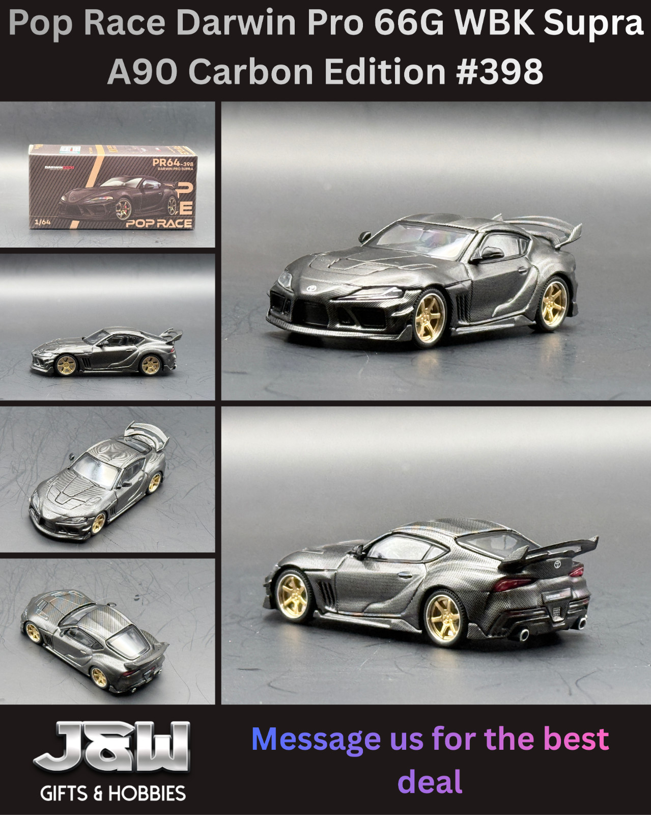 Pop Race (JDM/Tuner) Darwin Pro 66G WBK Supra A90 Carbon Edition 640398 1/64