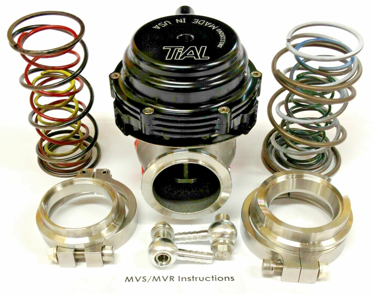 TiAL GENUINE 304L Stainless MVS 38mm Black Wastegate With V-Band &Flanges MV-S TiAL GENUINE 304L Stainless MVS 38mm Black Wastegate With V-Band &Flanges MV-S