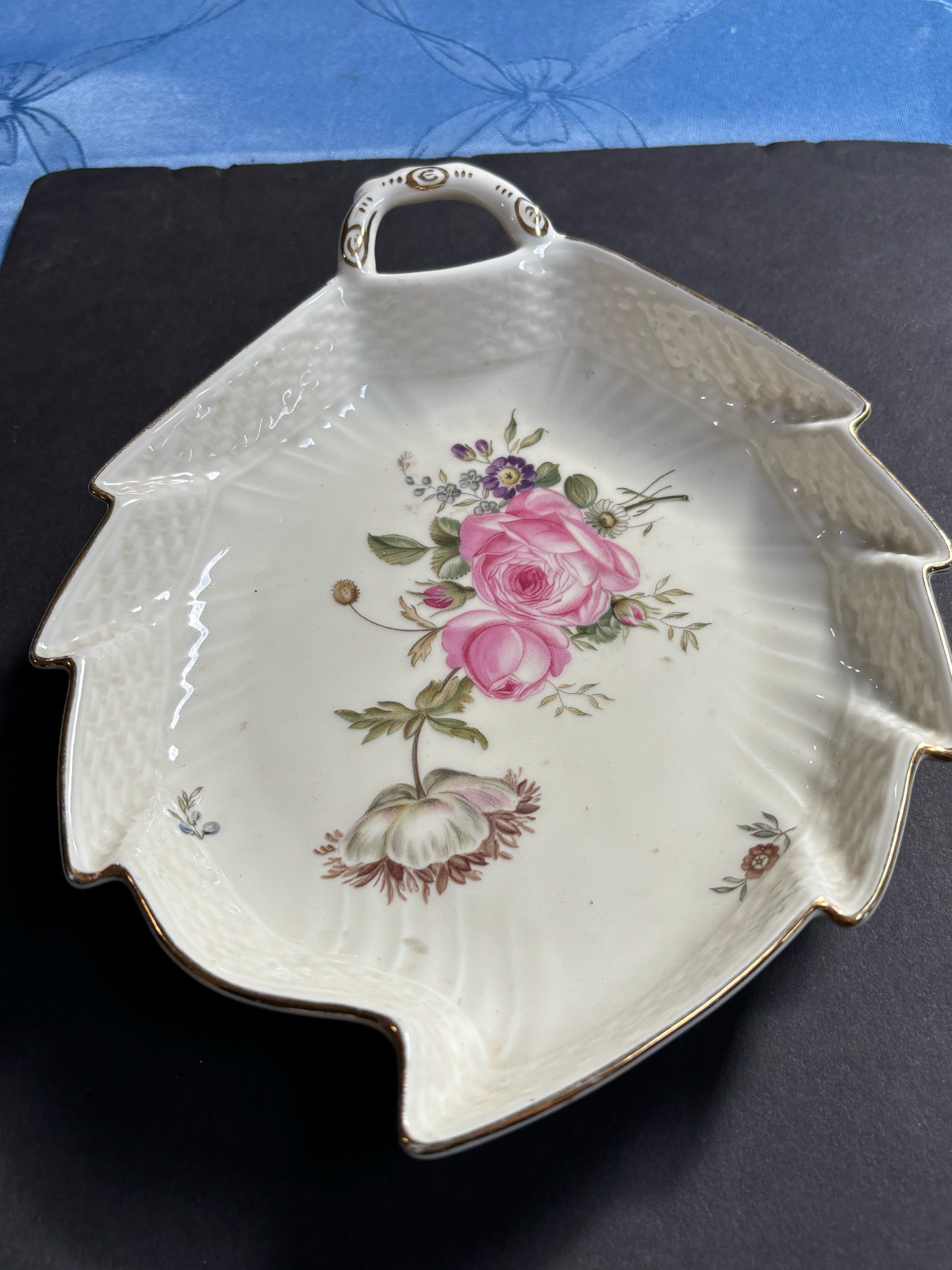 Vintage Royal Copenhagen Denmark Roses Thistle Purple Floral Leaf 9 Vintage Royal Copenhagen Denmark Roses Thistle Purple Floral Leaf 9