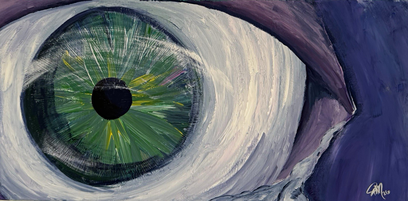Original Painting Tears Don\'t Fall OOAK Hand Painted Green Eye 20x10