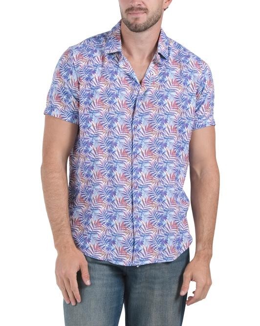NWT Robert Graham Men’s Linen Blend Teigen Short Sleeve Shirt, Multicolor, Sz S